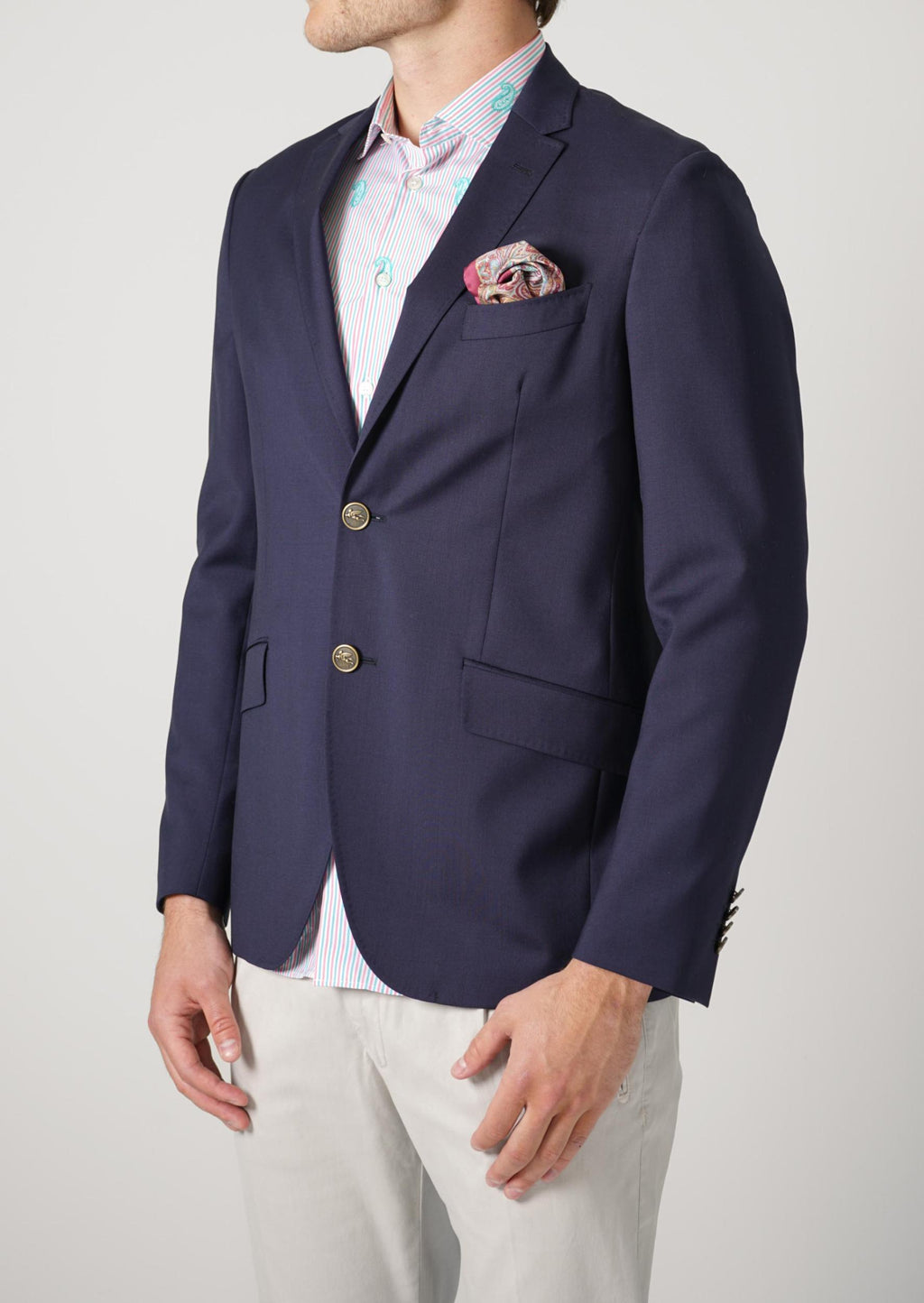 Etro Single Breasted Wool Jacket Navy