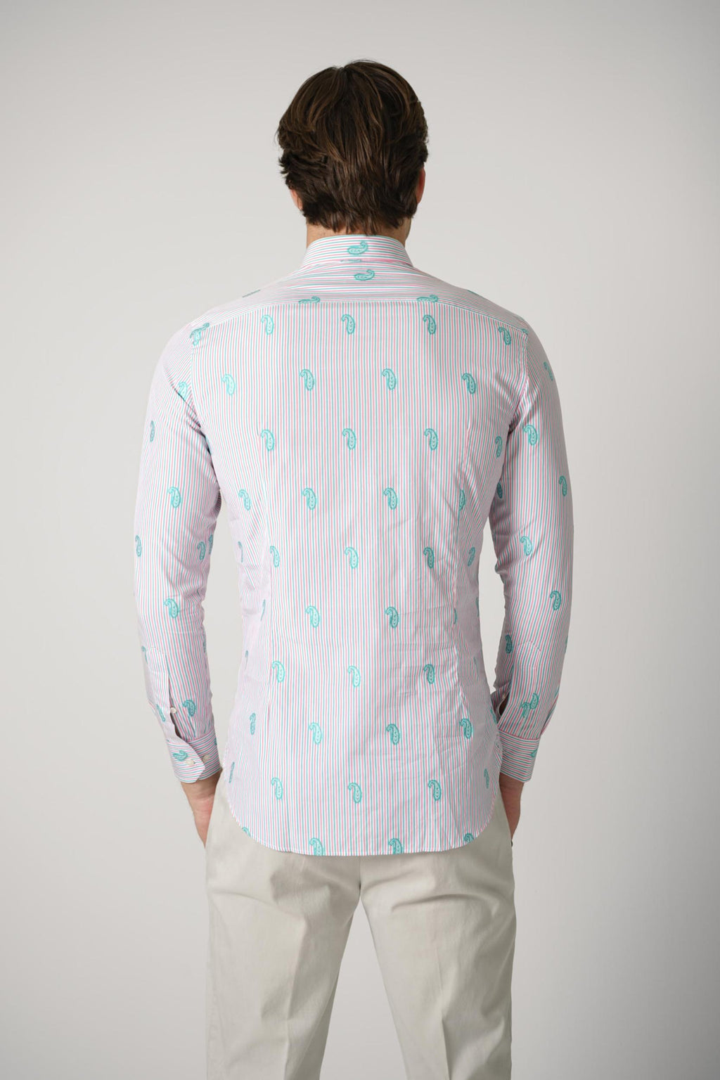 Etro Striped Cotton Jacquard Shirt Paisley Pink