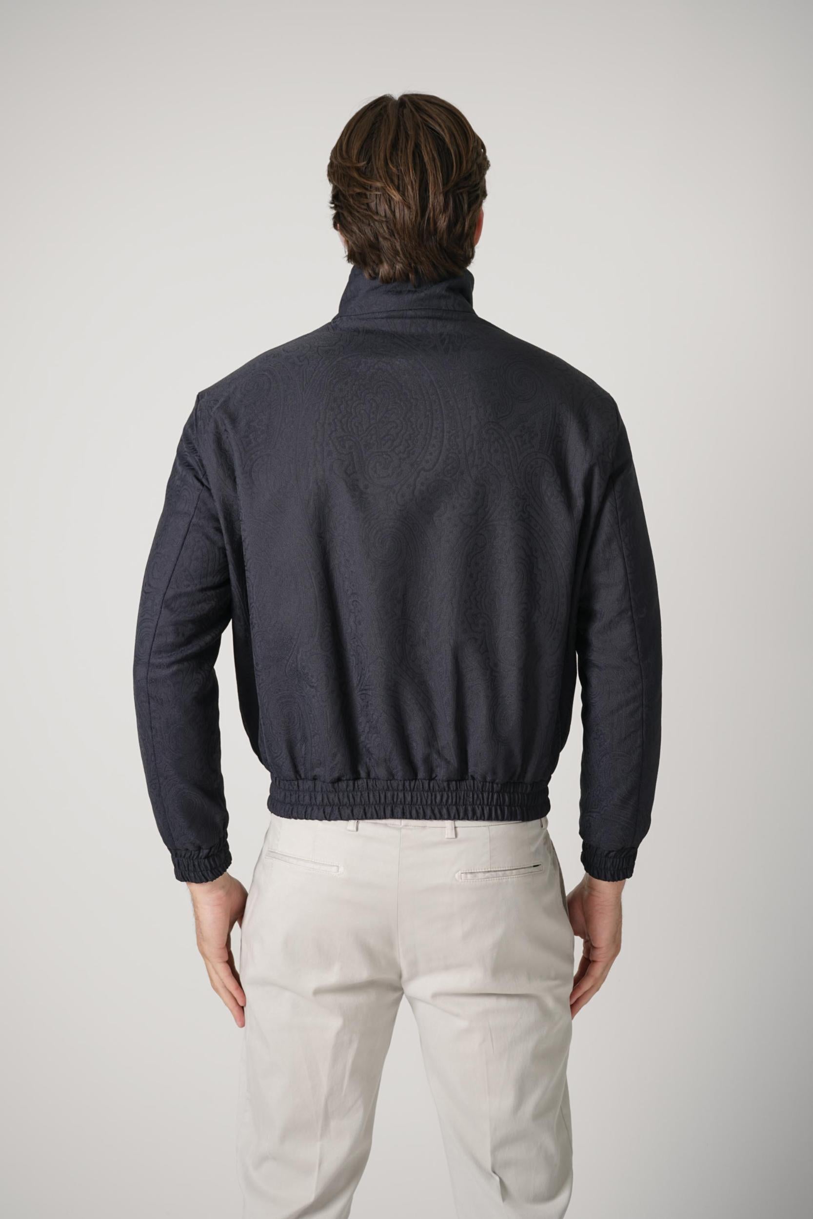Etro Turtle Neck Jacquard Jacket Navy