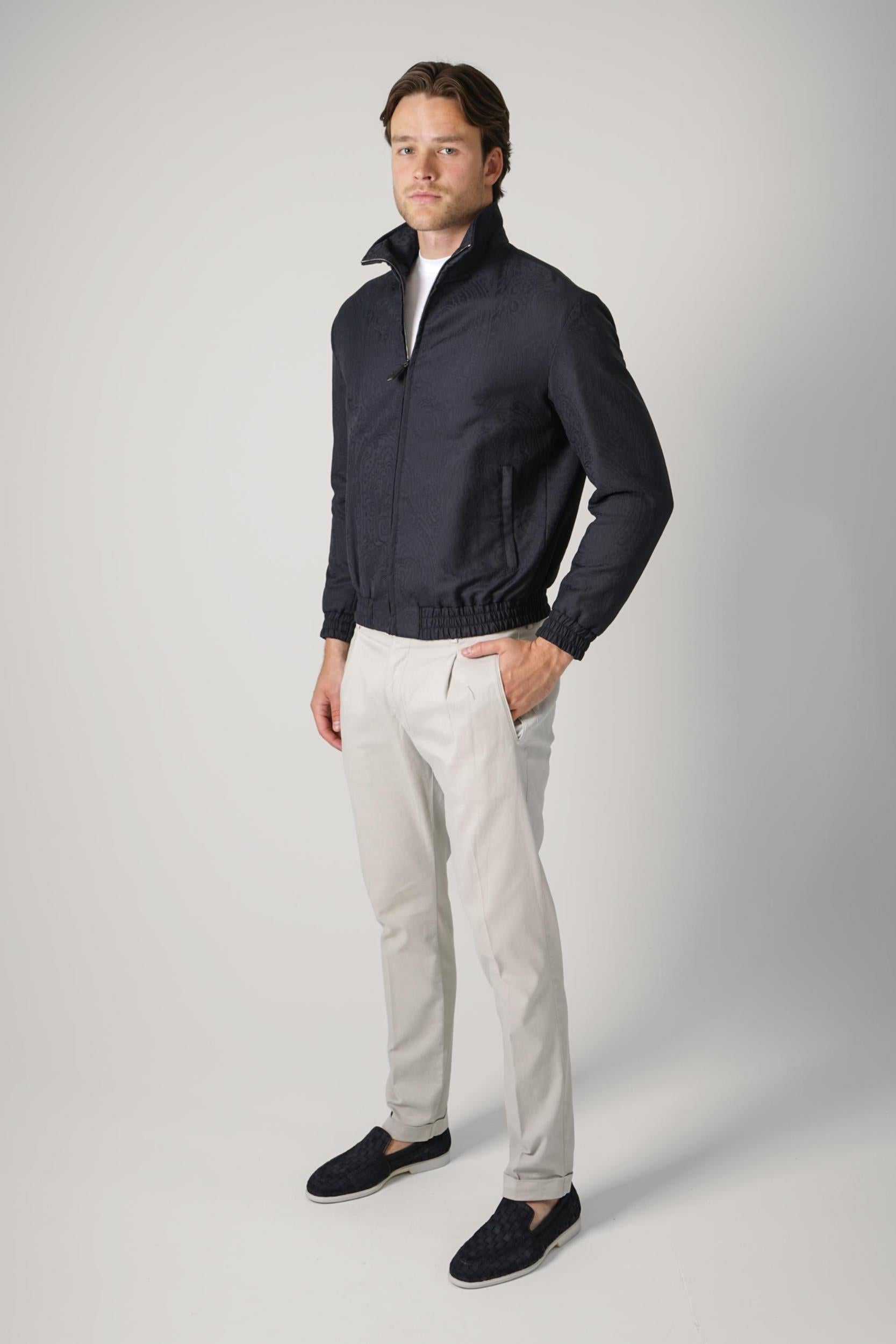 Etro Turtle Neck Jacquard Jacket Navy