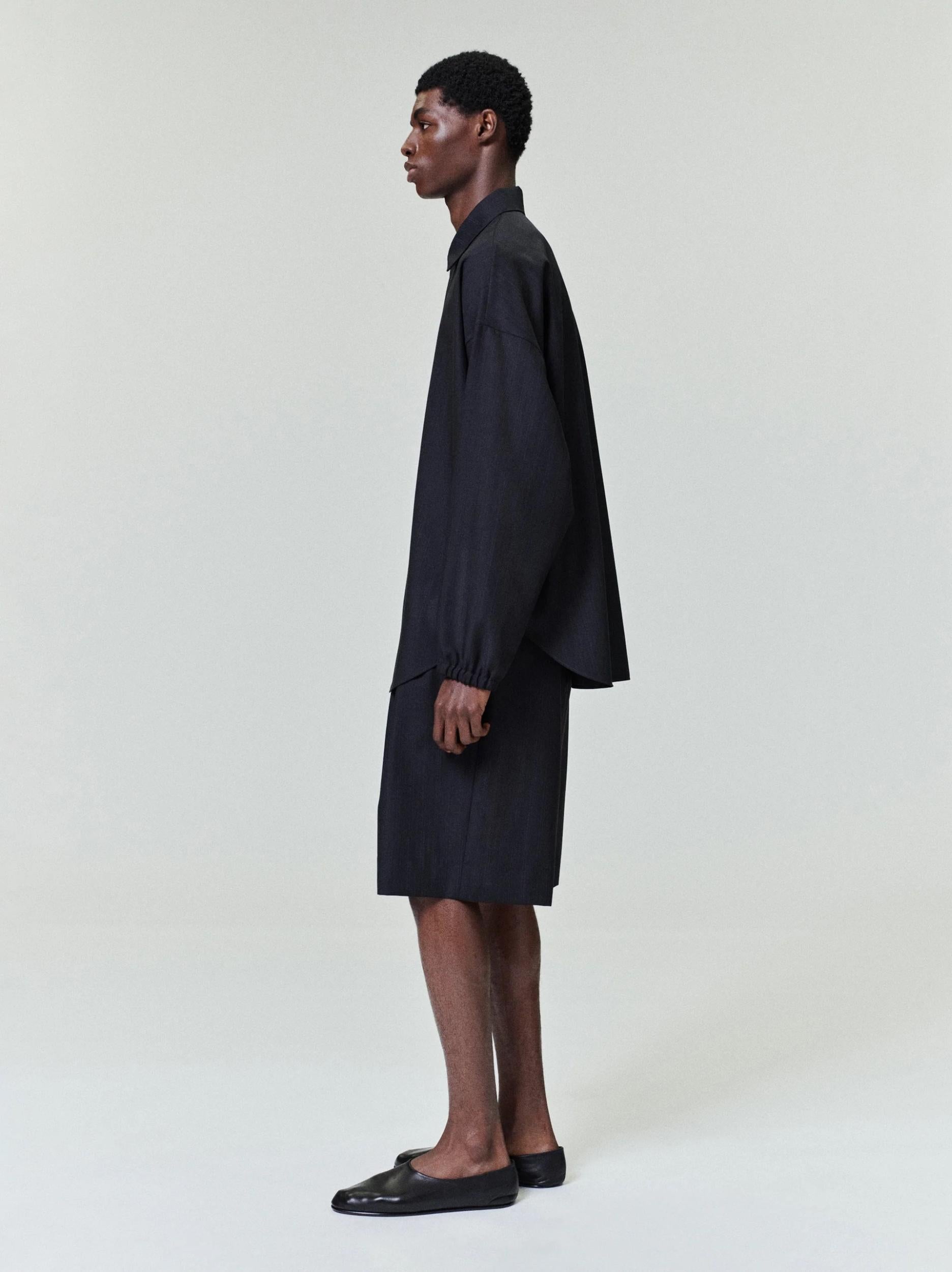 Fear Of God Black Striped Wool Baggy Shorts Black
