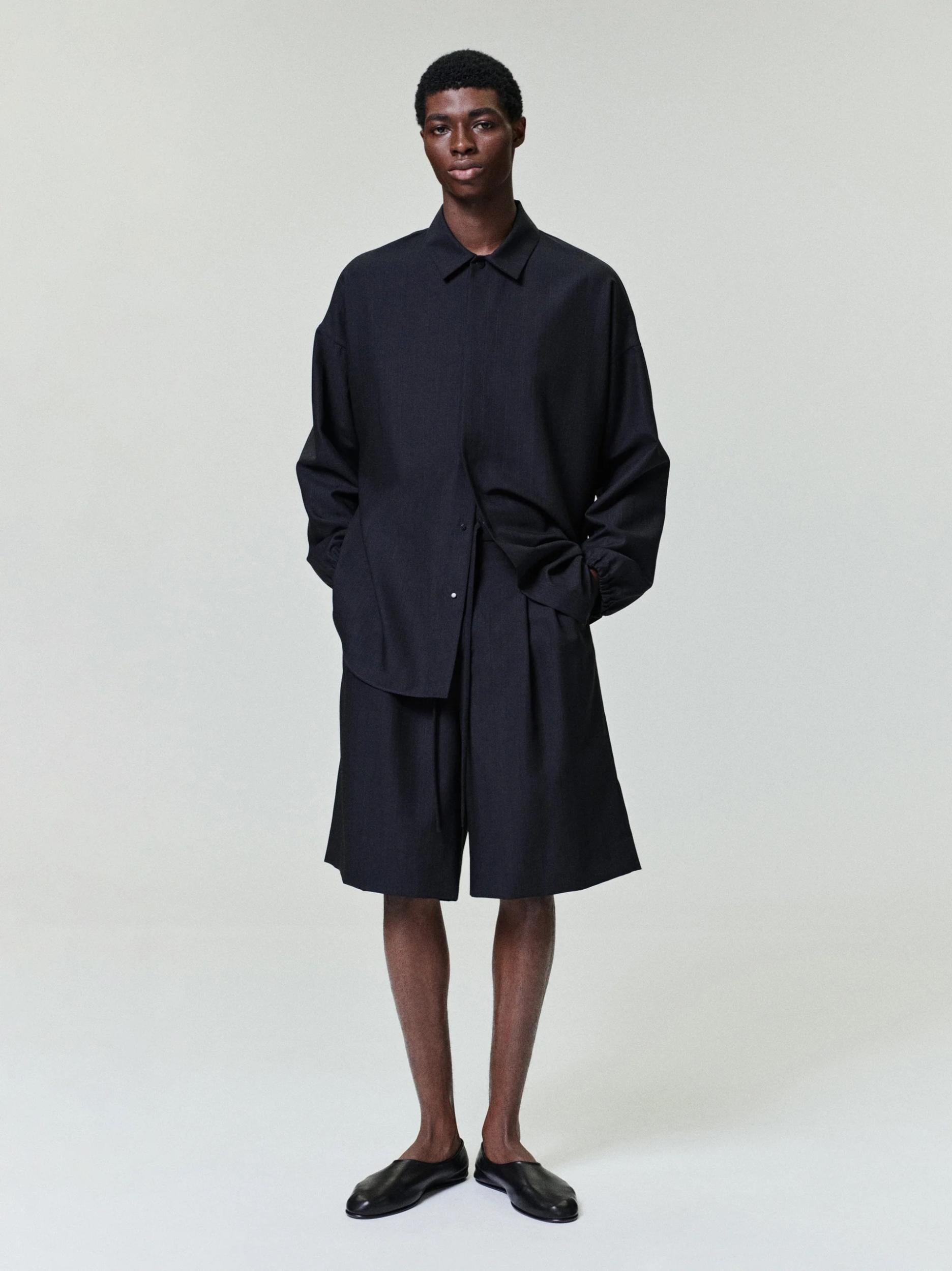 Fear Of God Black Striped Wool Baggy Shorts Black
