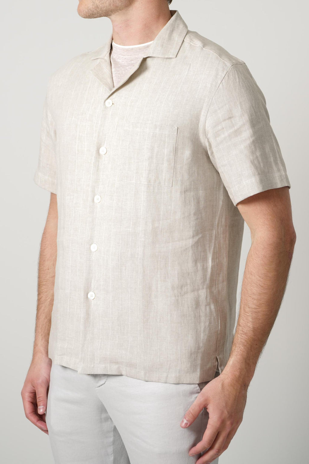 Fedeli Bowling Linen Shirt Beige