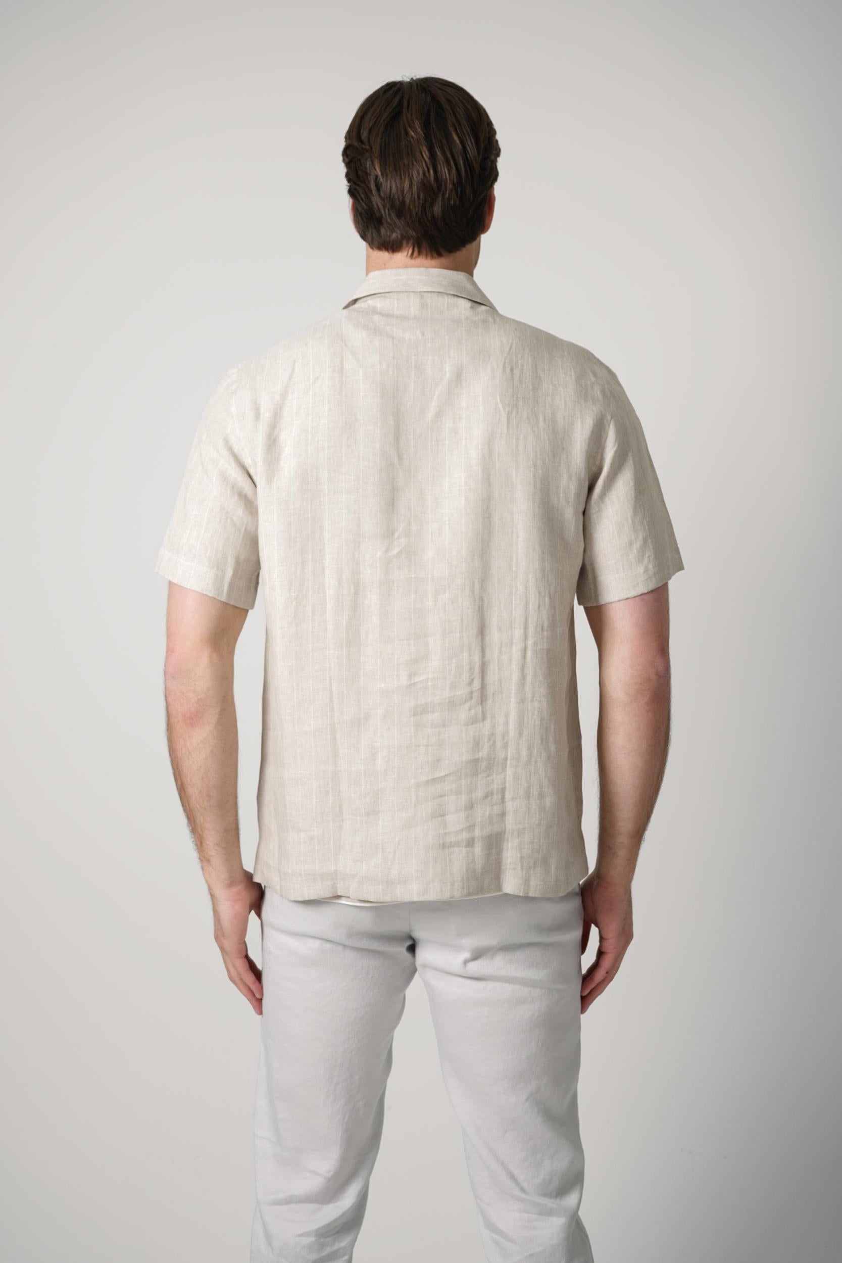 Fedeli Bowling Linen Shirt Beige