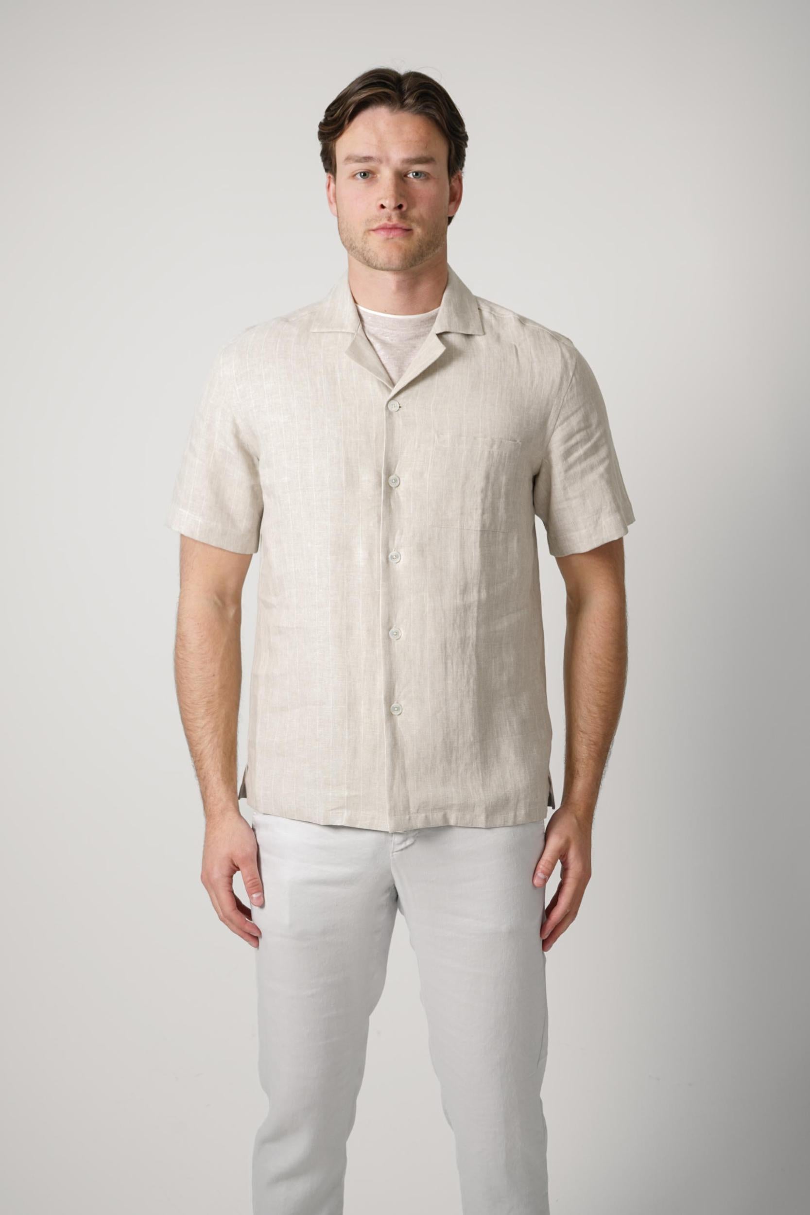 Fedeli Bowling Linen Shirt Beige