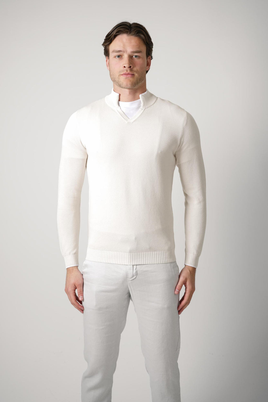 Fedeli Dennis Bahamas V Neck Knit Beige
