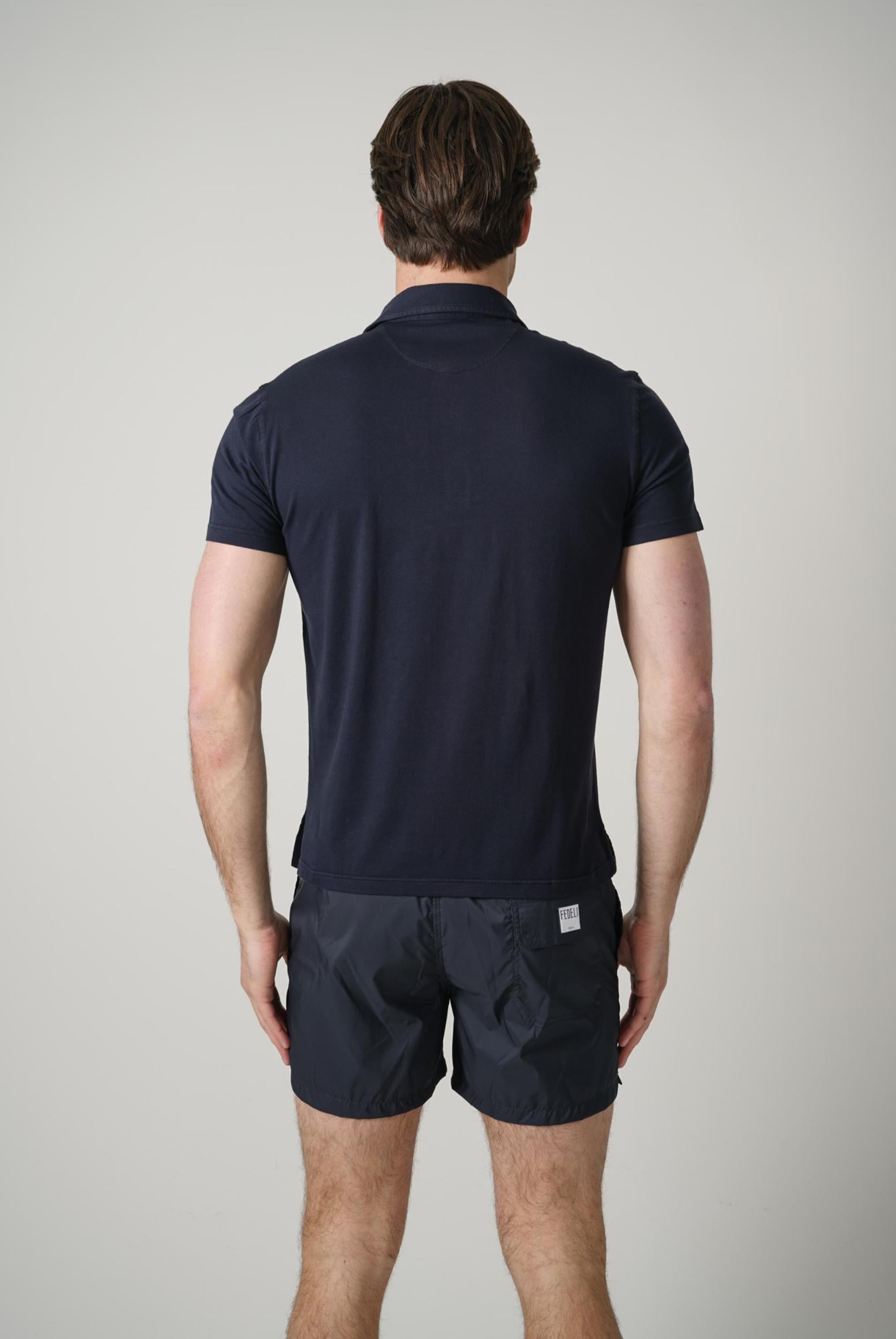 Fedeli Flex Jersey Polo Navy