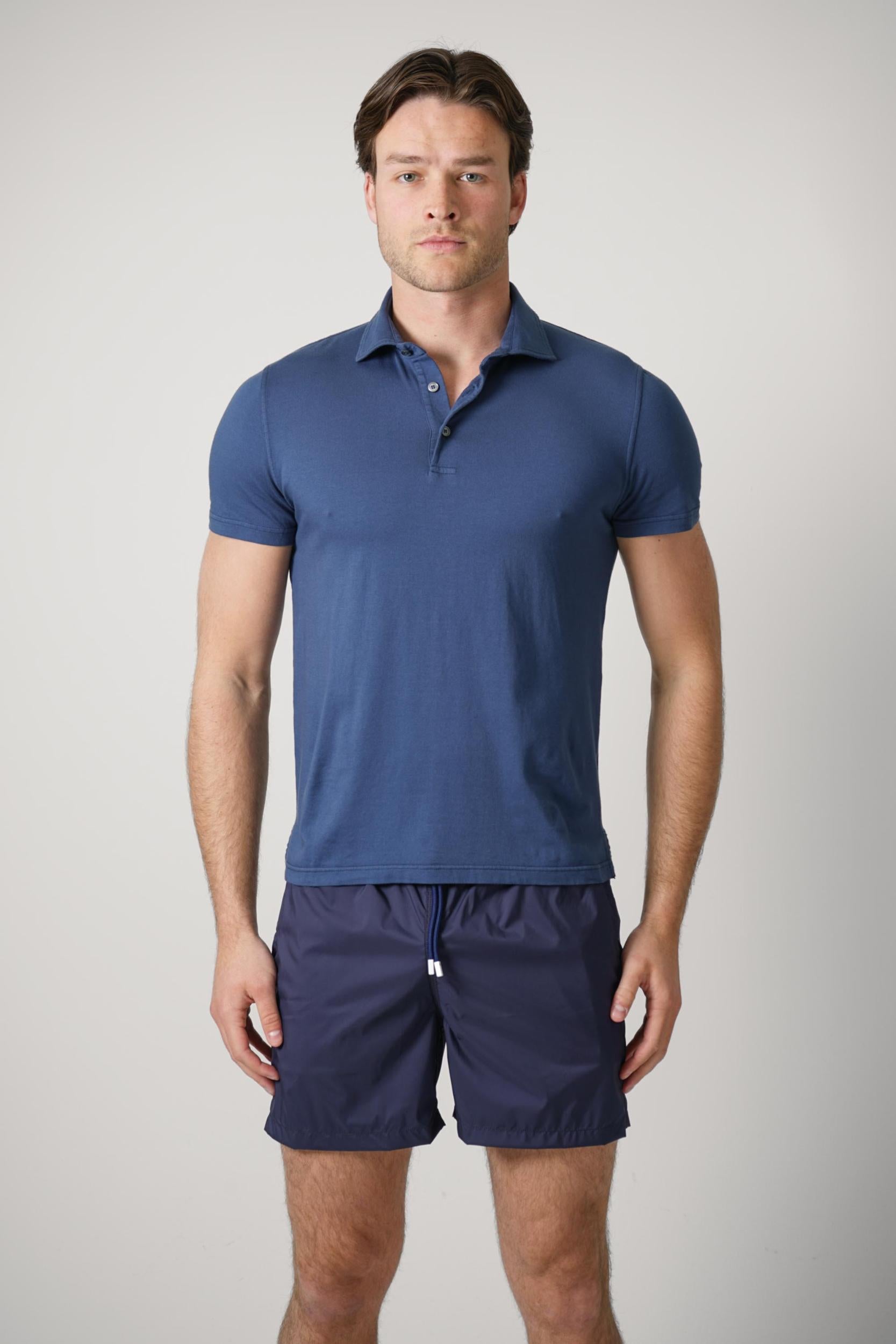 Fedeli Flex Jersey Polo Steel Blue