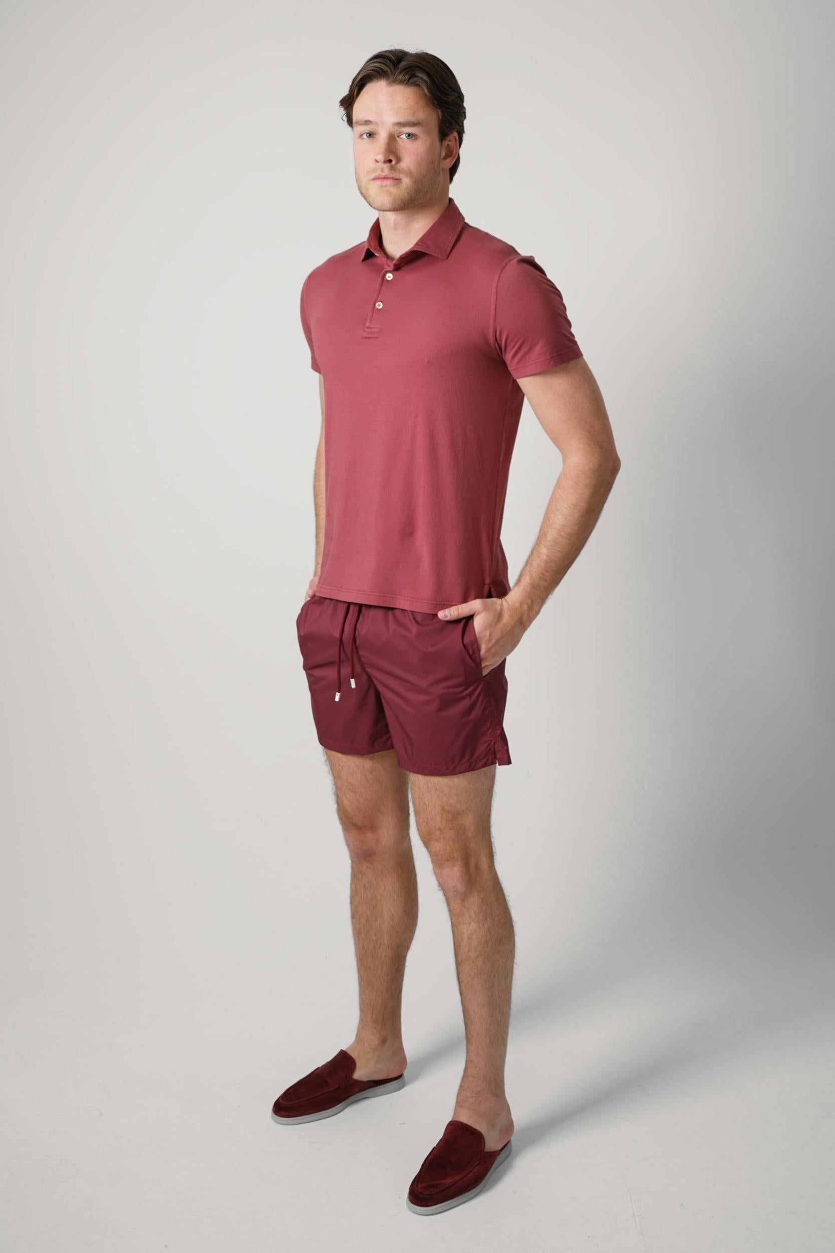 Fedeli Flex Jersey Polo Wine Red