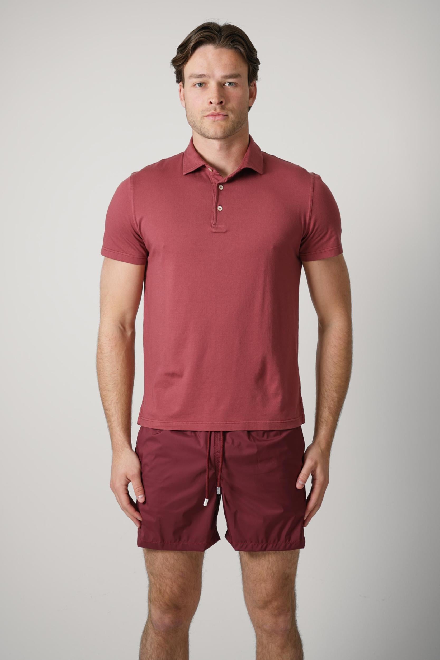 Fedeli Flex Jersey Polo Wine Red