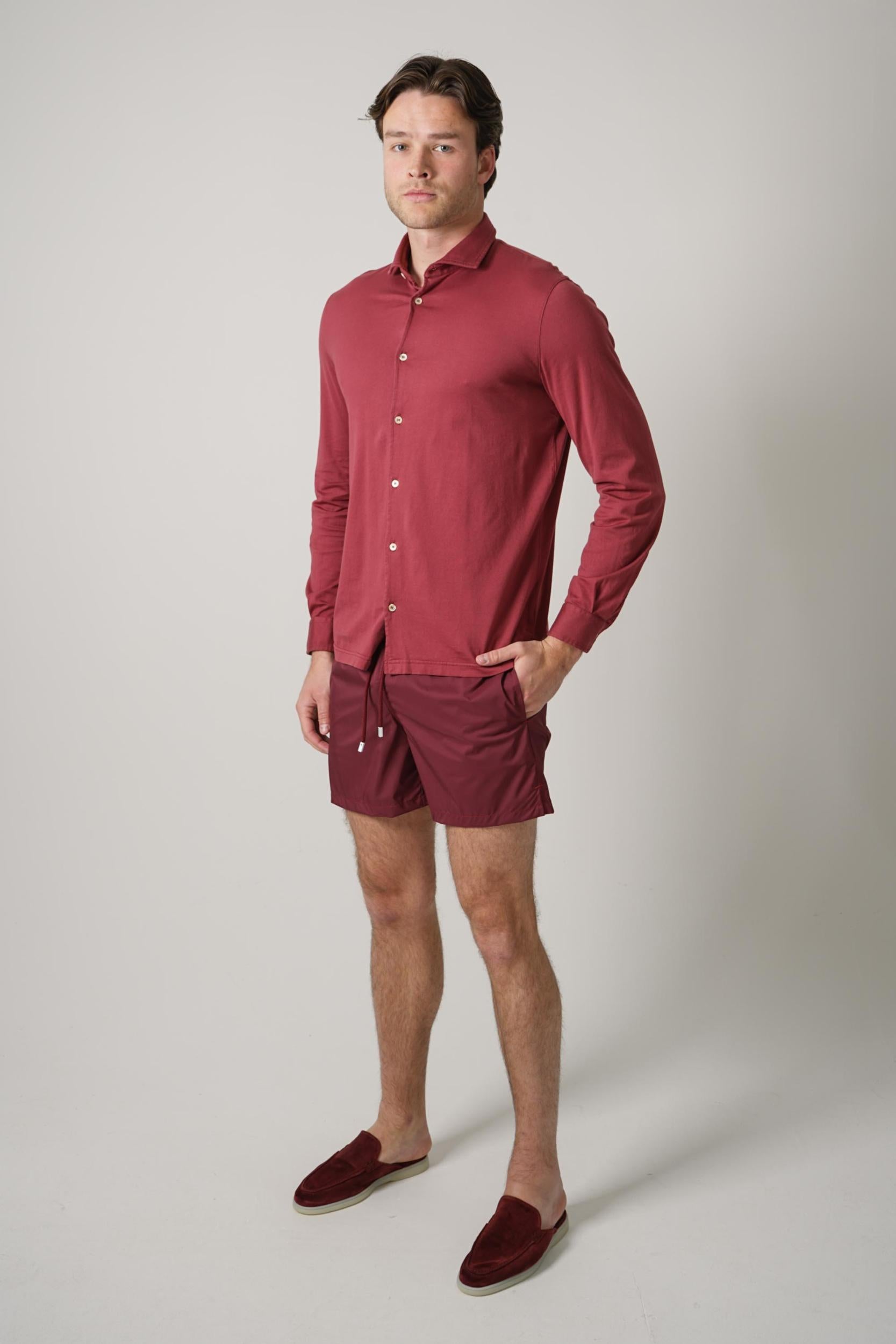 Fedeli Giza Jersey Shirt Wine Red