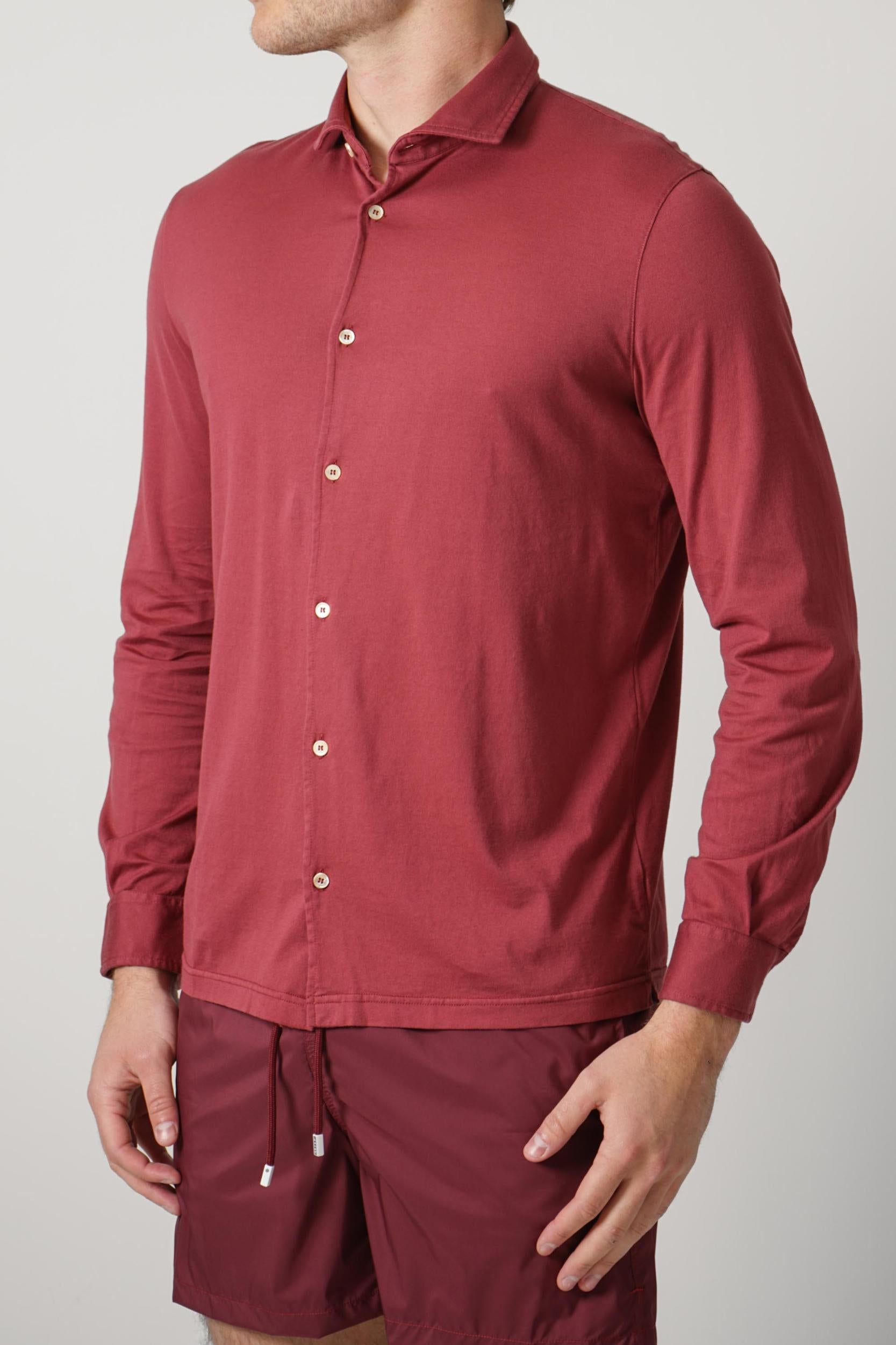 Fedeli Giza Jersey Shirt Wine Red