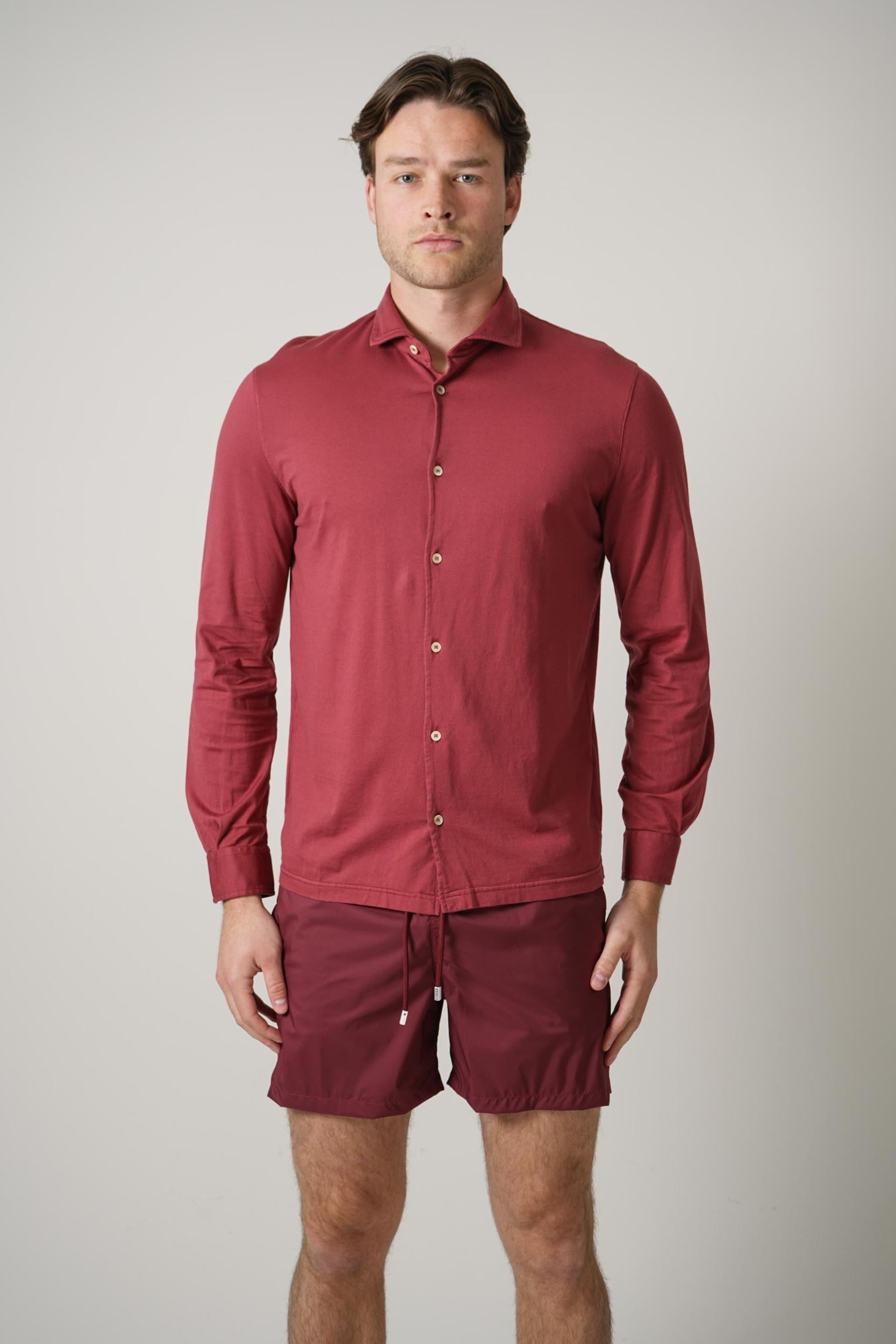 Fedeli Giza Jersey Shirt Wine Red