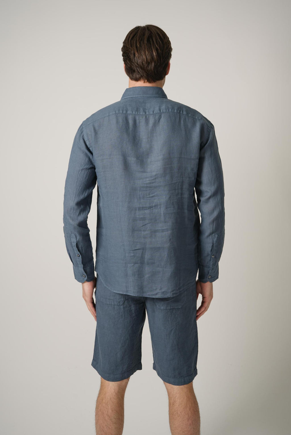 Fedeli Tessuto Linen Shirt Steel Blue