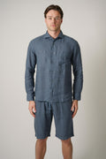 Fedeli Tessuto Linen Shirt Steel Blue