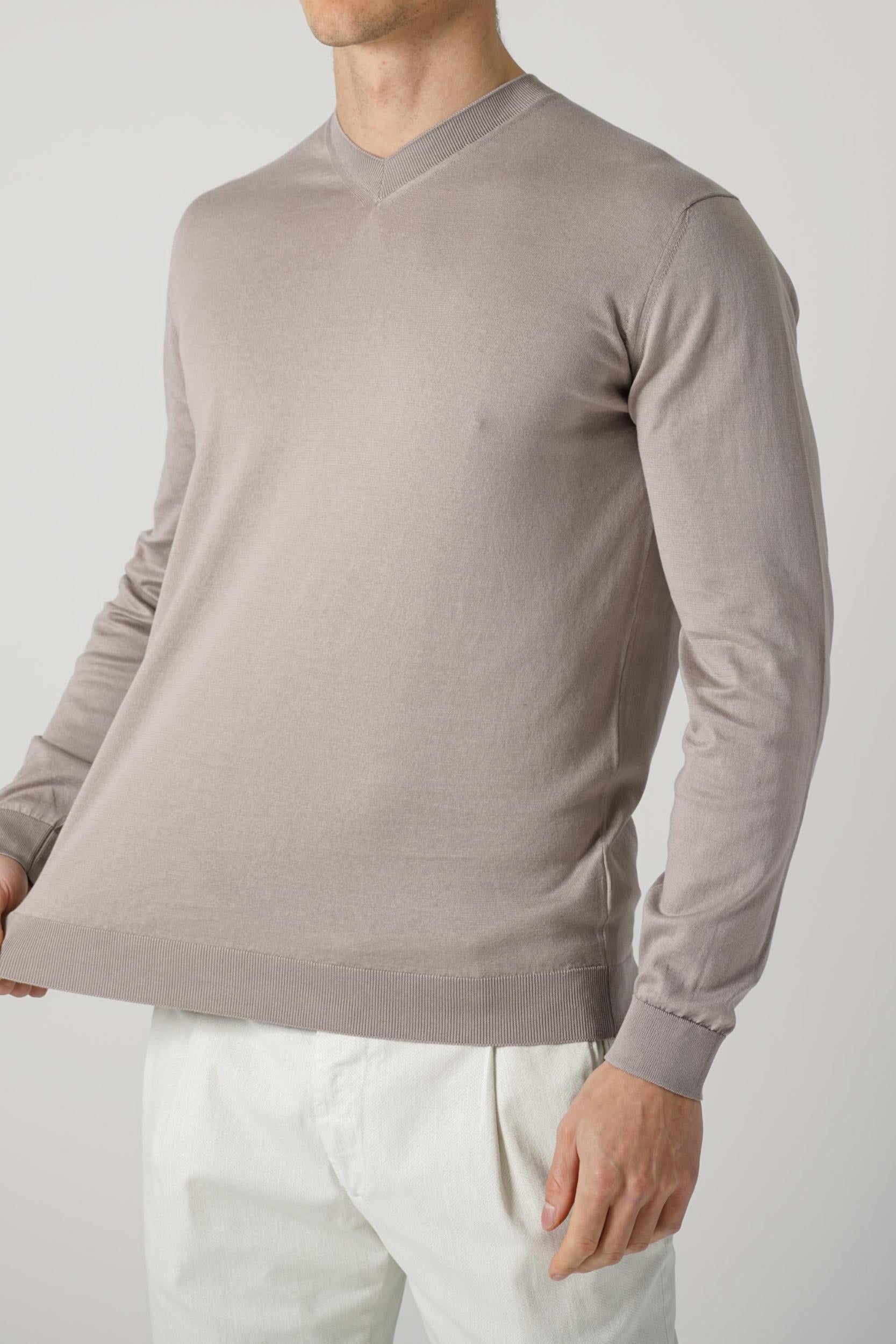 Filippe De Laurentiis V-Neck Cotton Sweater Tortora