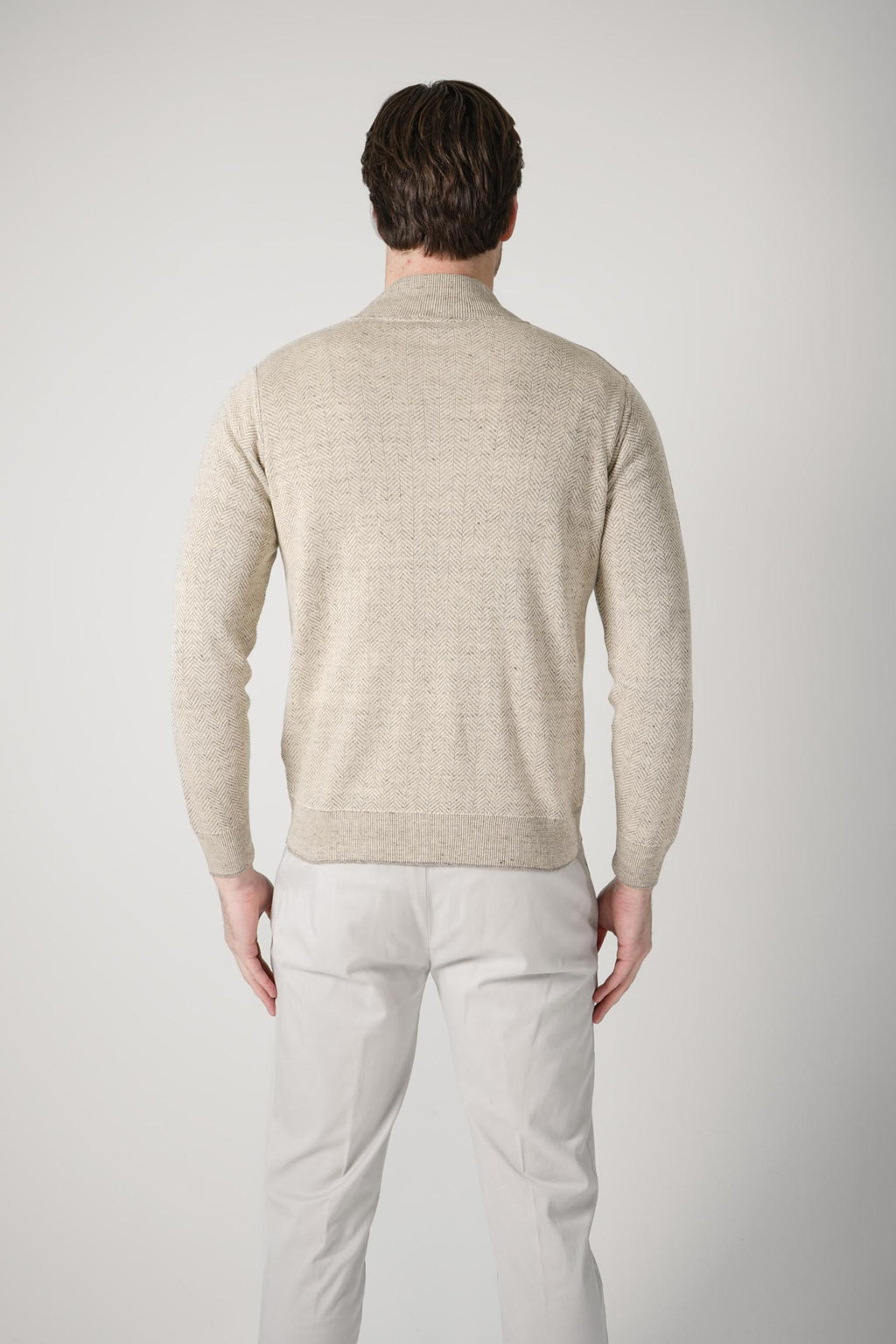 Filippo De Laurentiis Bomber Zip Linen Lana-Ciottolo