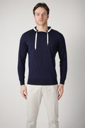 Filippo De Laurentiis Hooded Longsleeve Shirt Navy/ Latte