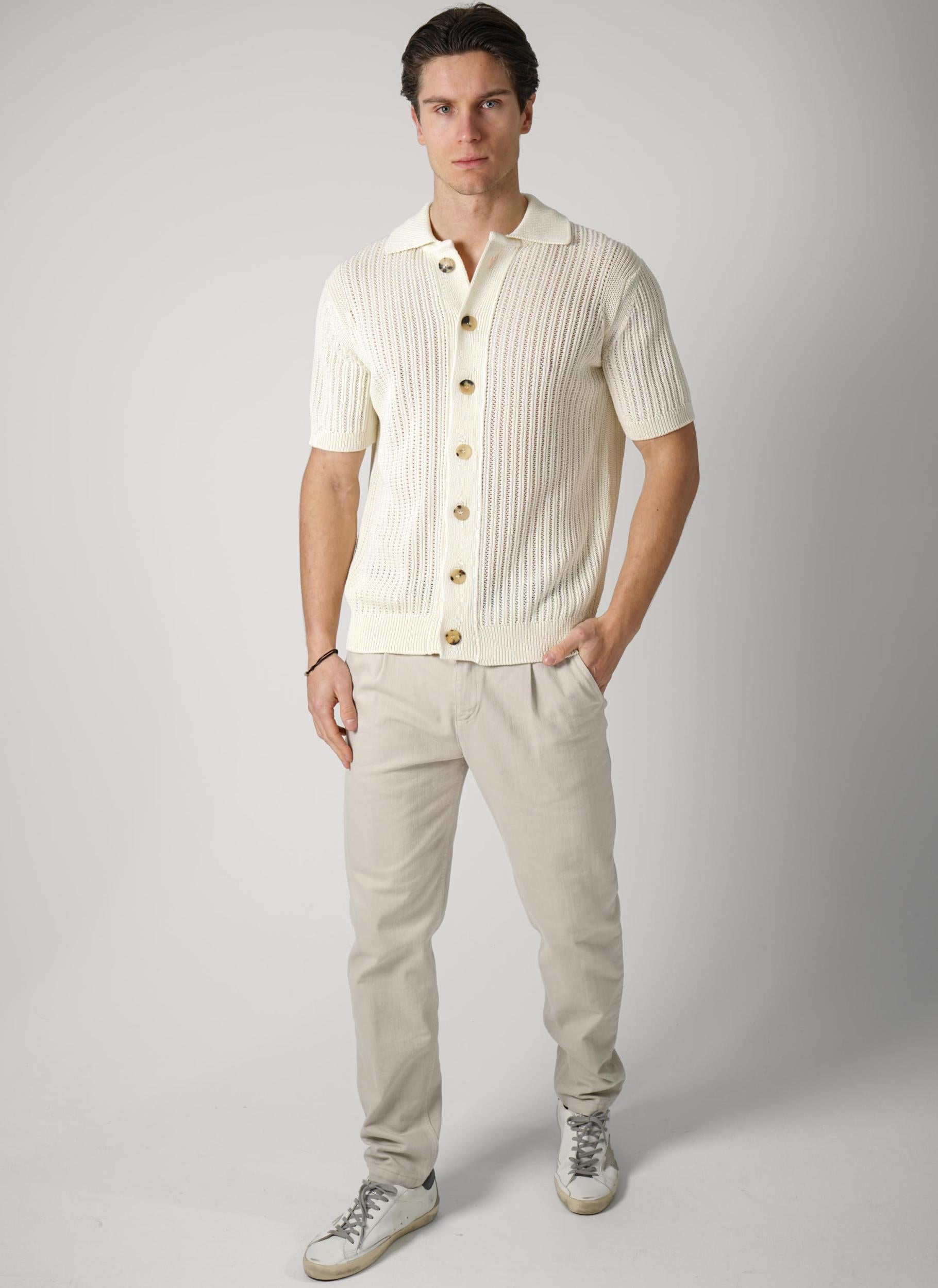 Filippo De Laurentiis Knit Buttoned Shirt Creme