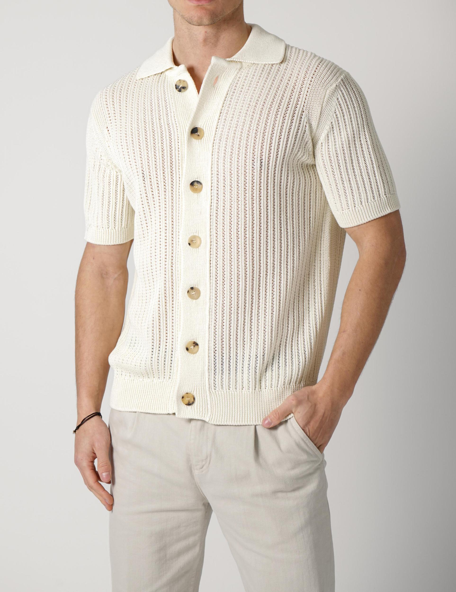 Filippo De Laurentiis Knit Buttoned Shirt Creme