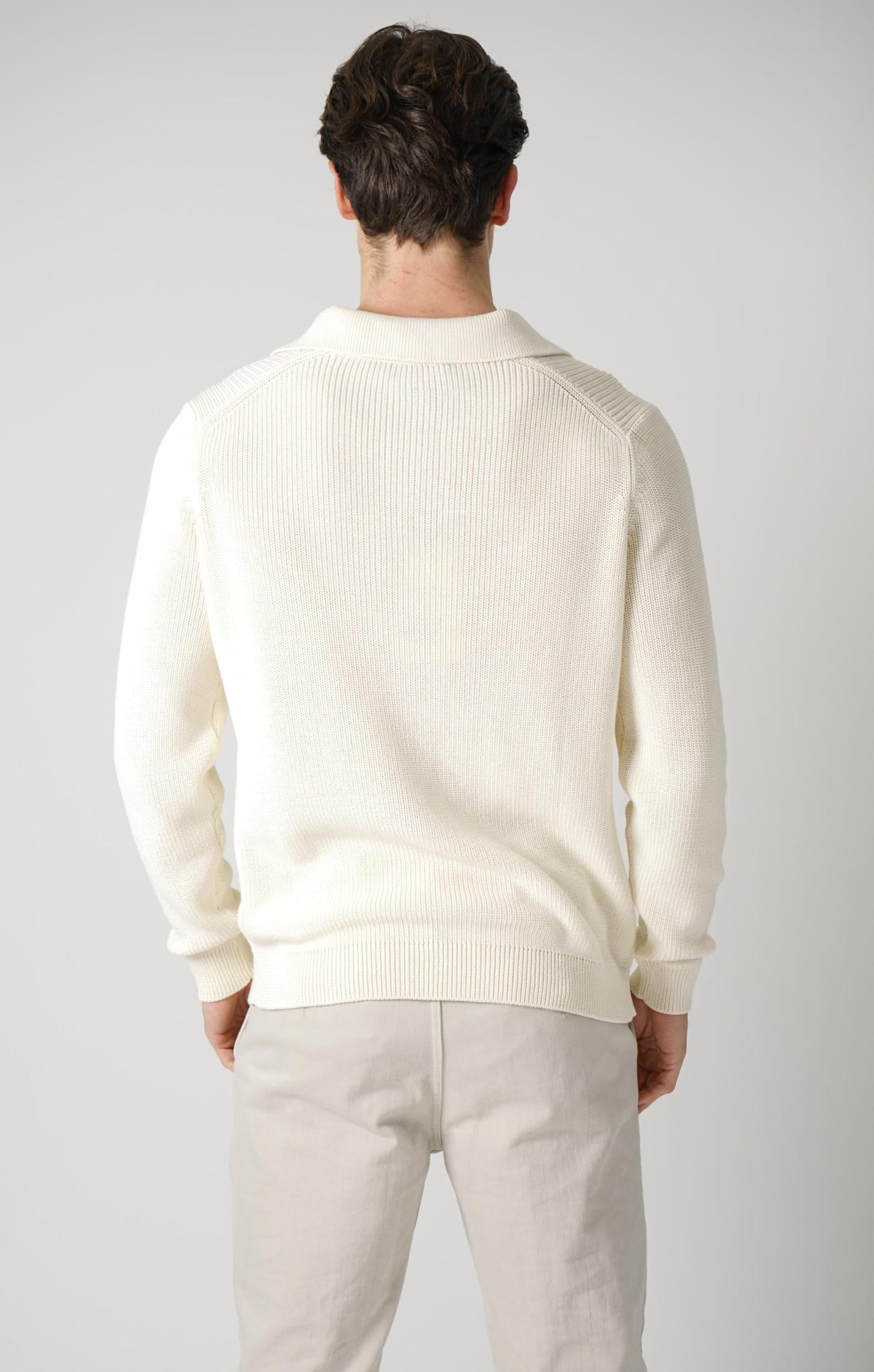 Filippo De Laurentiis Knit Longsleeve Polo Creme