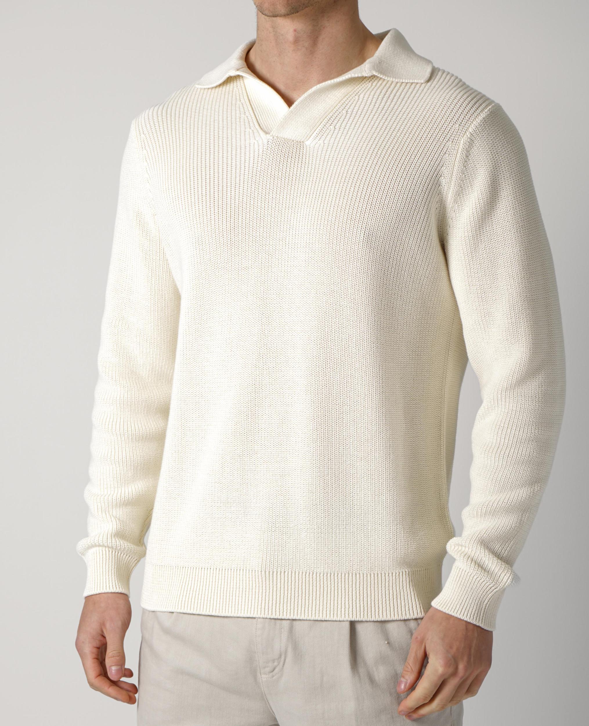 Filippo De Laurentiis Knit Longsleeve Polo Creme