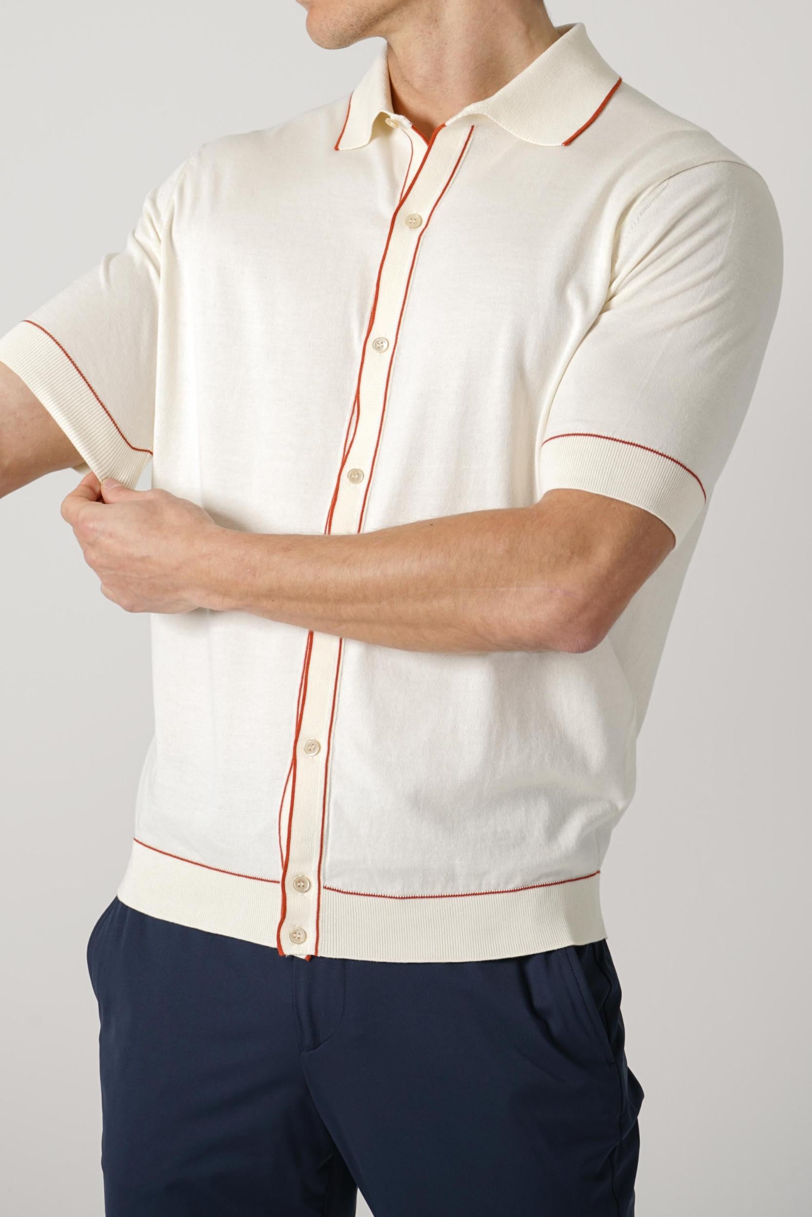 Filippo De Laurentiis Short Sleeve Cardigan Latte