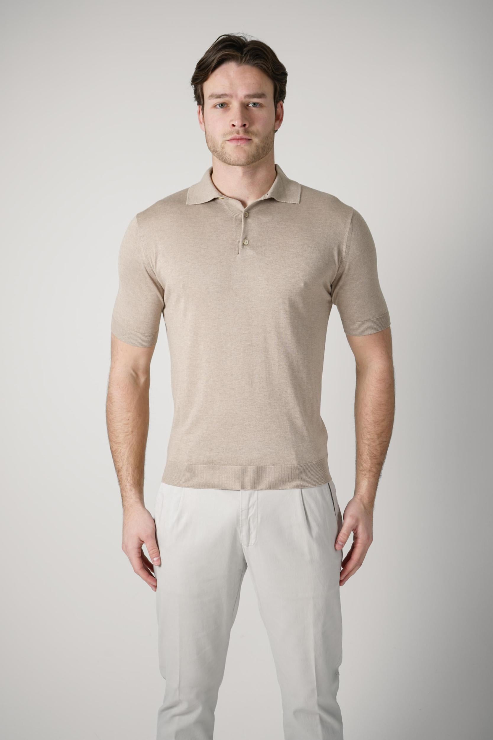 Filippo De Laurentiis Silk Cento Polo Beige
