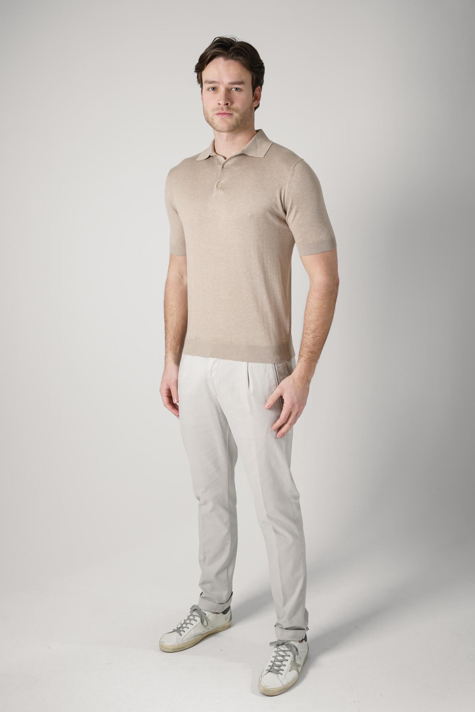 Filippo De Laurentiis Silk Cento Polo Beige