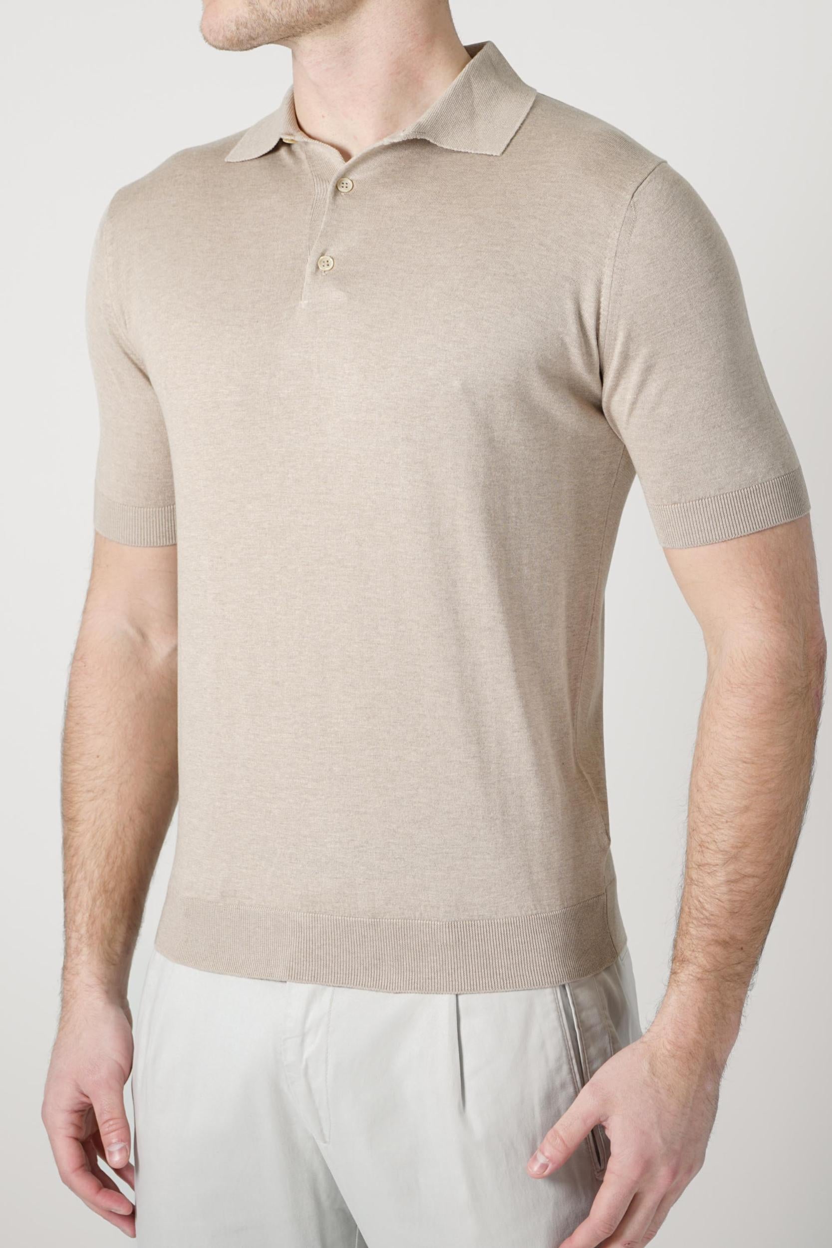 Filippo De Laurentiis Silk Cento Polo Beige