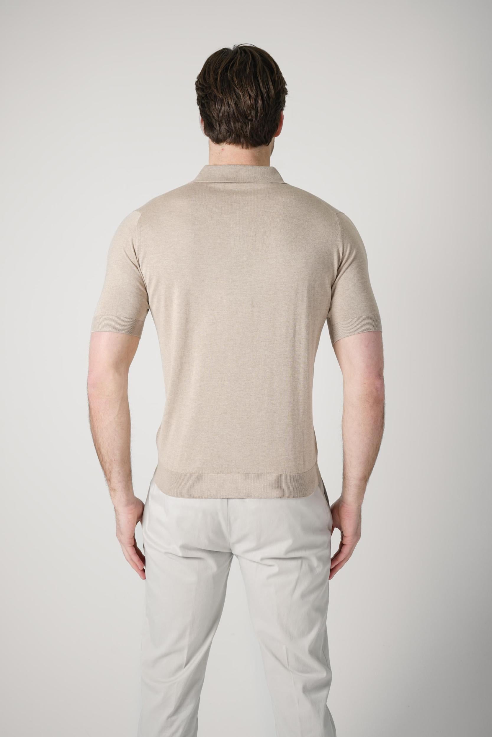 Filippo De Laurentiis Silk Cento Polo Beige