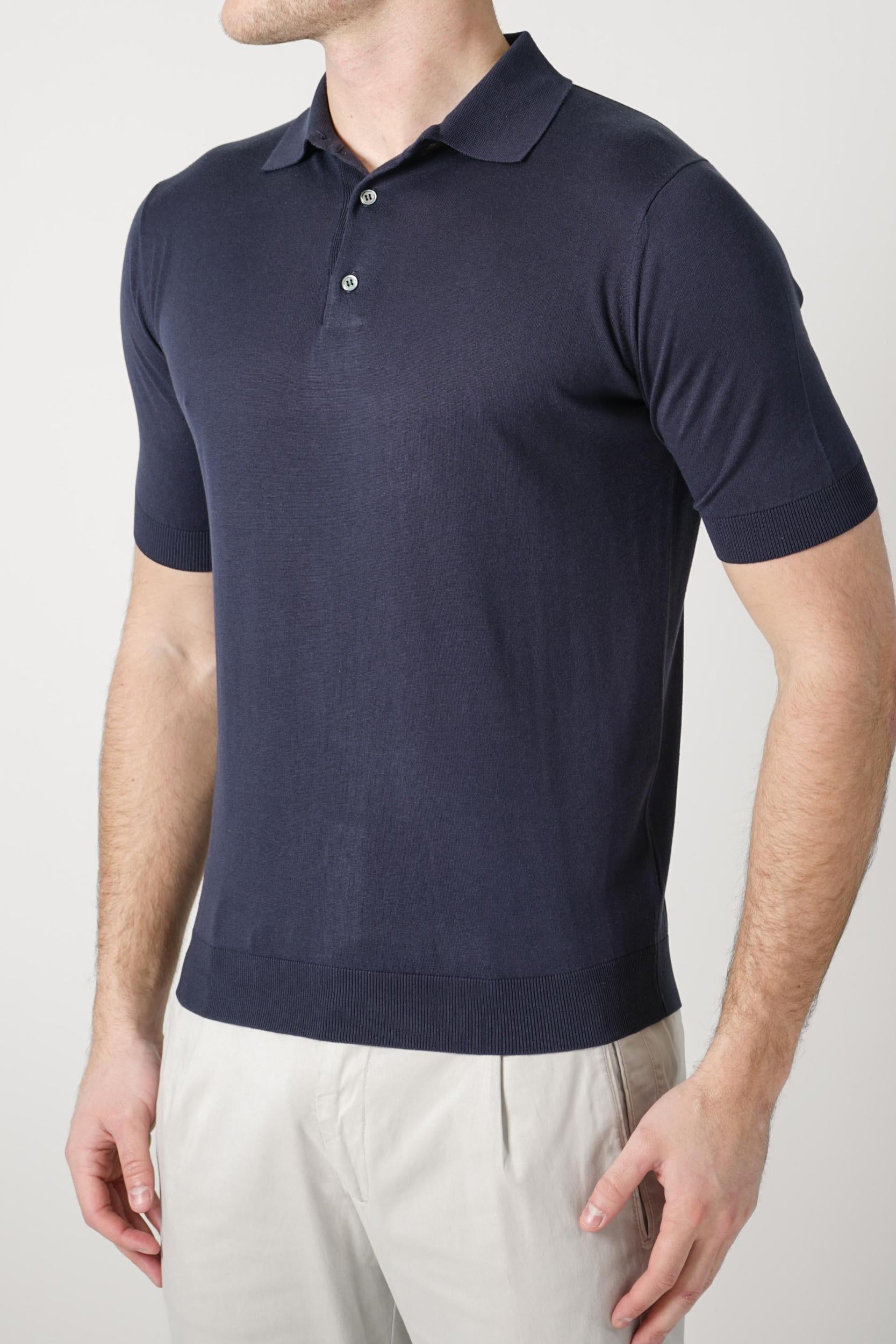 Filippo De Laurentiis Silk Cento Polo Navy