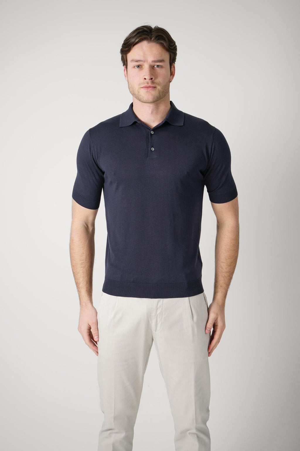 Filippo De Laurentiis Silk Cento Polo Navy