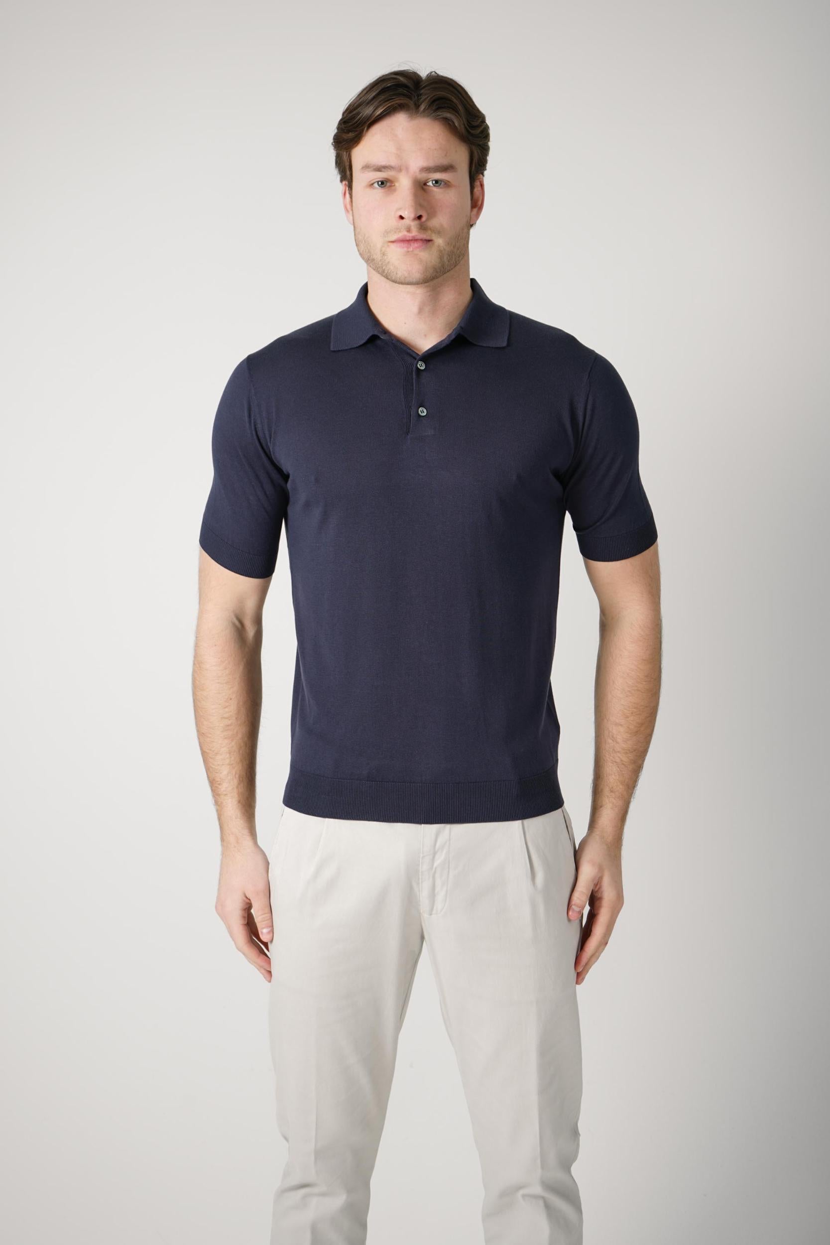 Filippo De Laurentiis Silk Cento Polo Navy