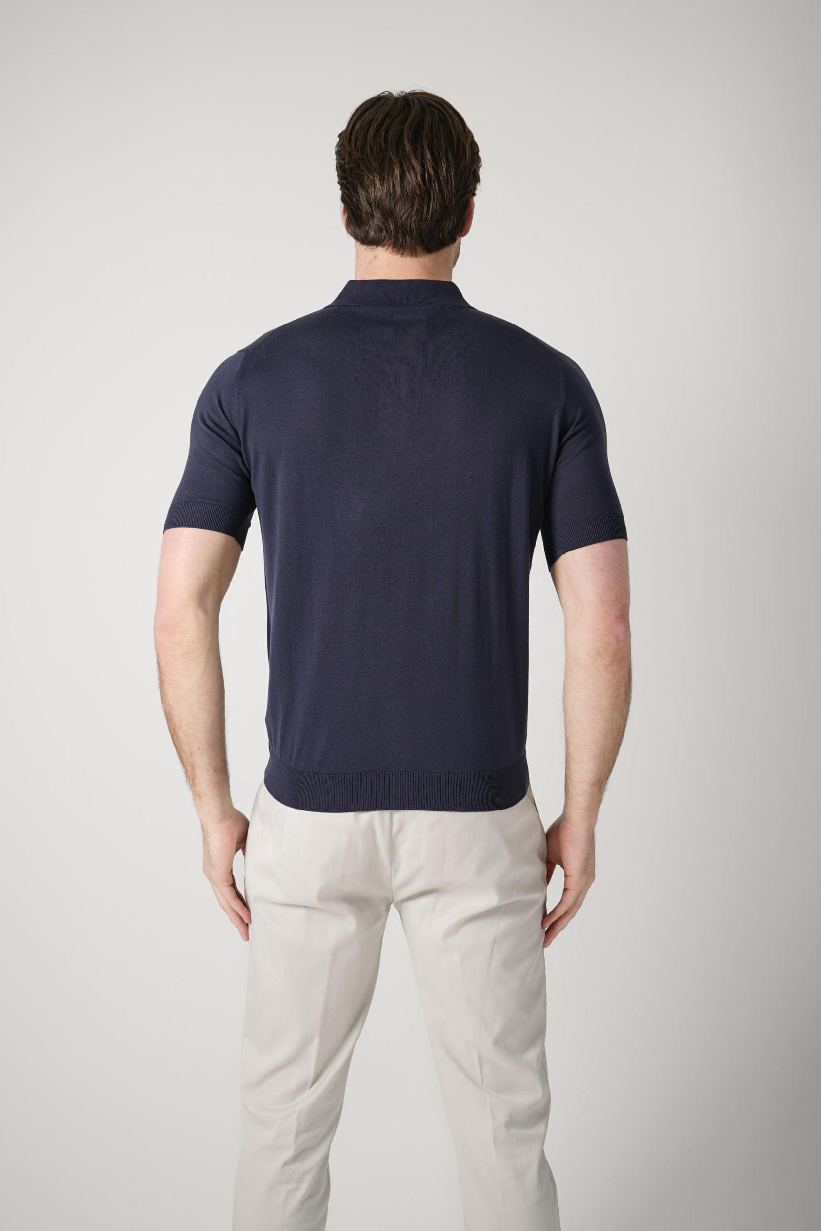 Filippo De Laurentiis Silk Cento Polo Navy