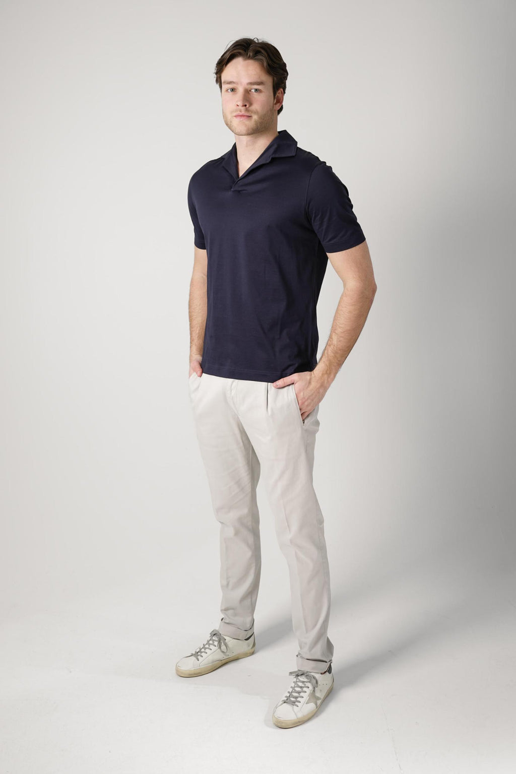 Filippo De Laurentiis Supima Luce Jerlux Polo T-Shirt Navy