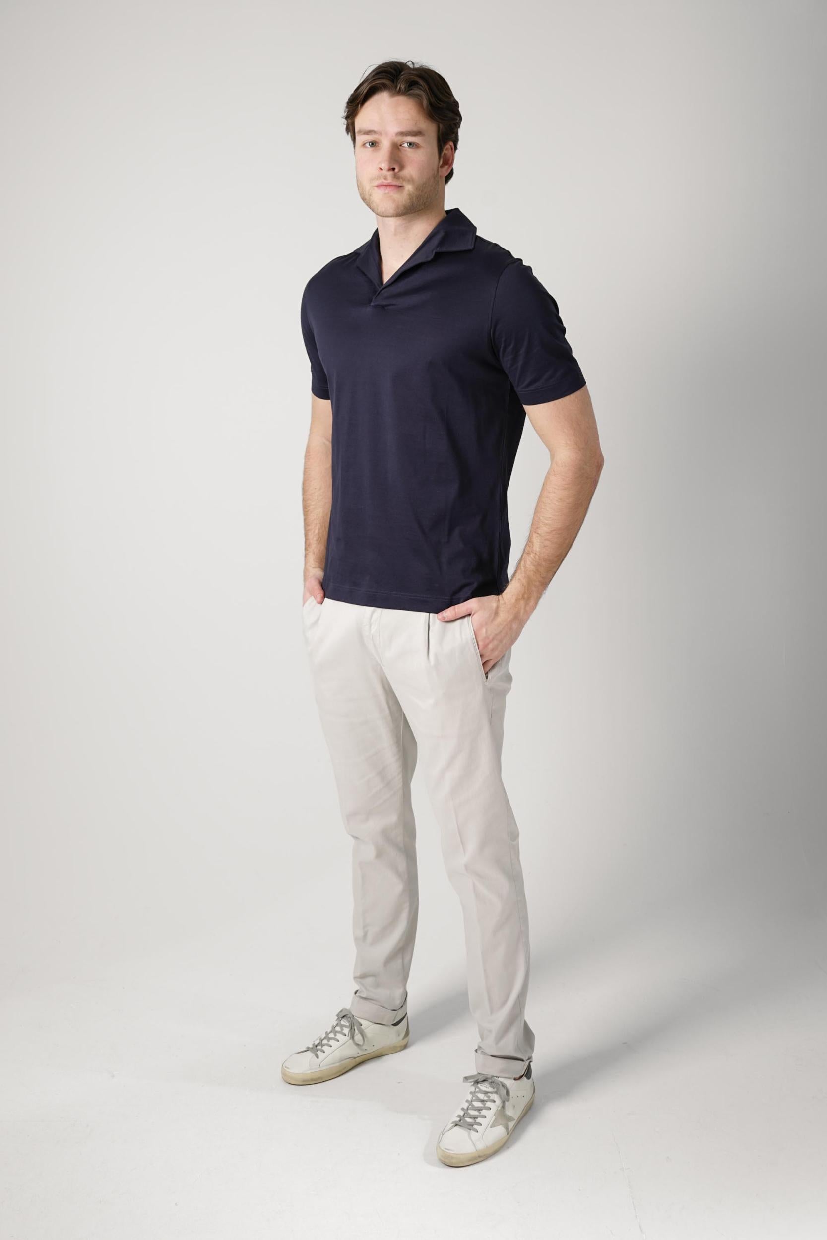 Filippo De Laurentiis Supima Luce Jerlux Polo T-Shirt Navy