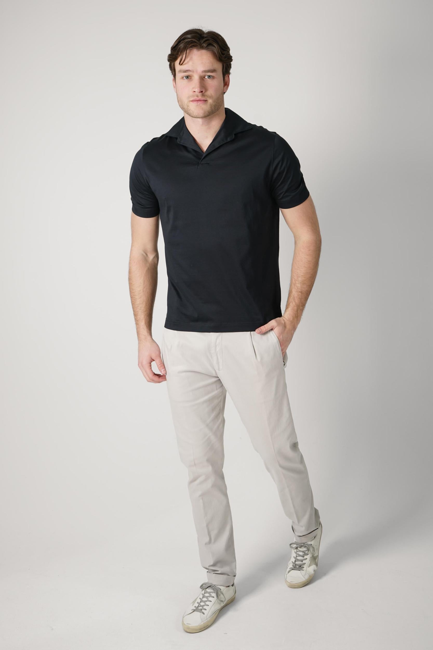 Filippo De Laurentiis Supima Luce Jerlux Polo T-Shirt Nero
