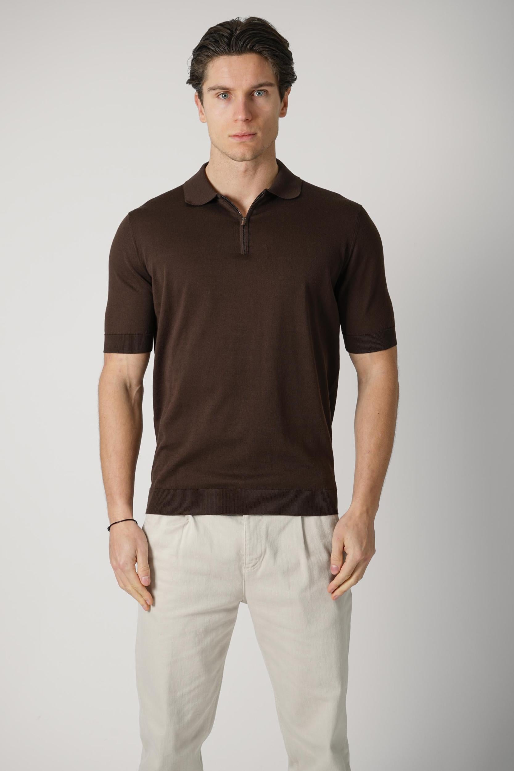 Filippo De Laurentiis Zip Polo Brown
