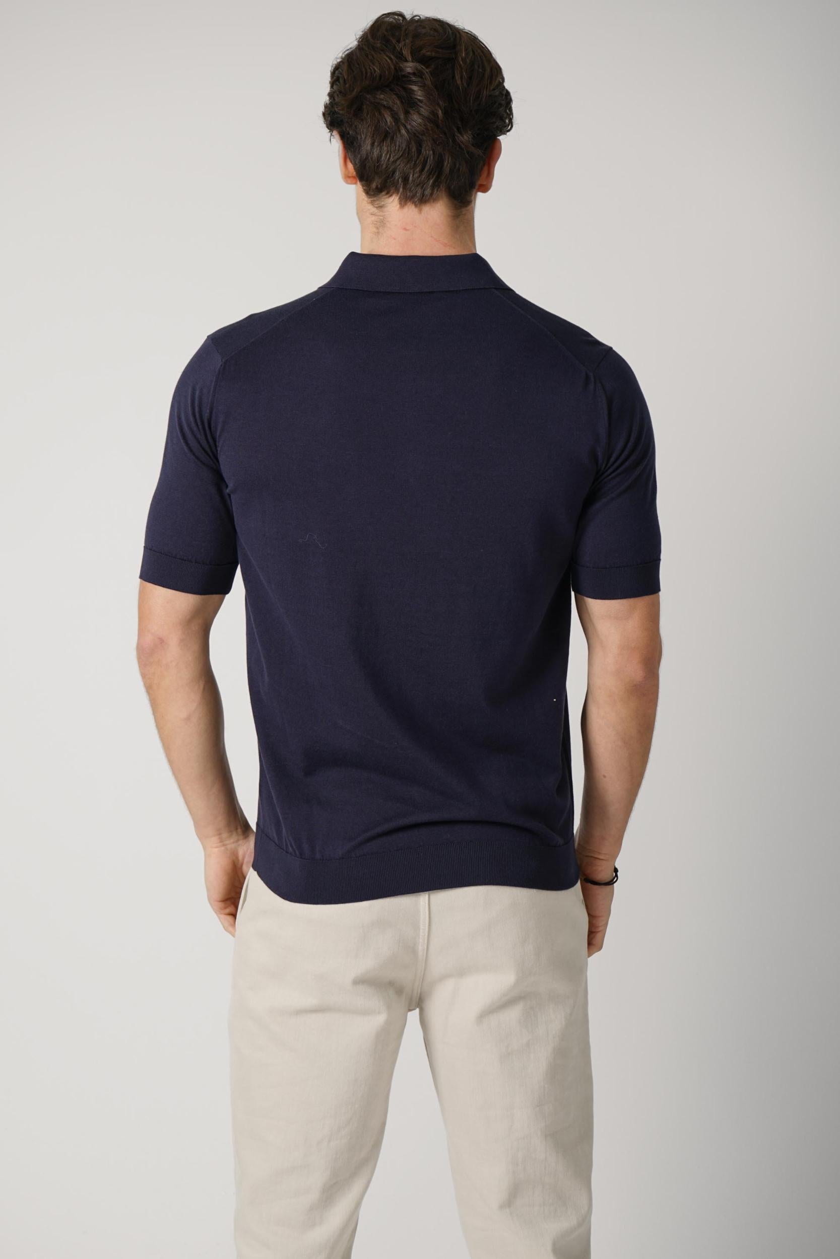 Filippo De Laurentiis Zip Polo Navy
