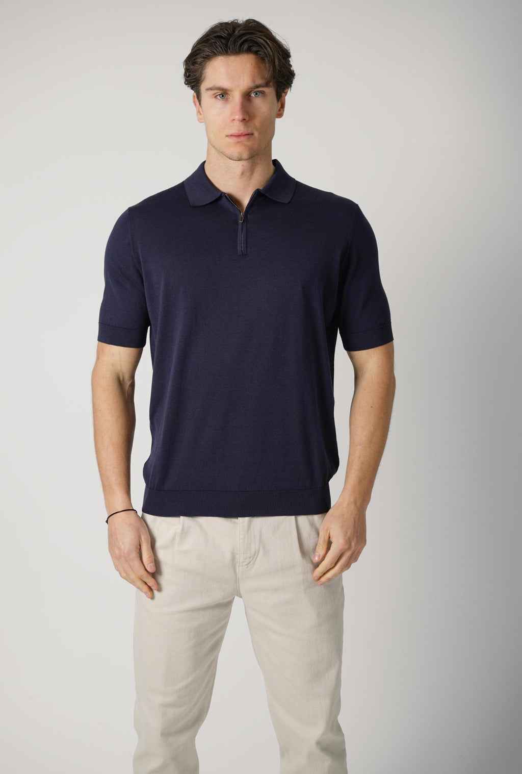 Filippo De Laurentiis Zip Polo Navy