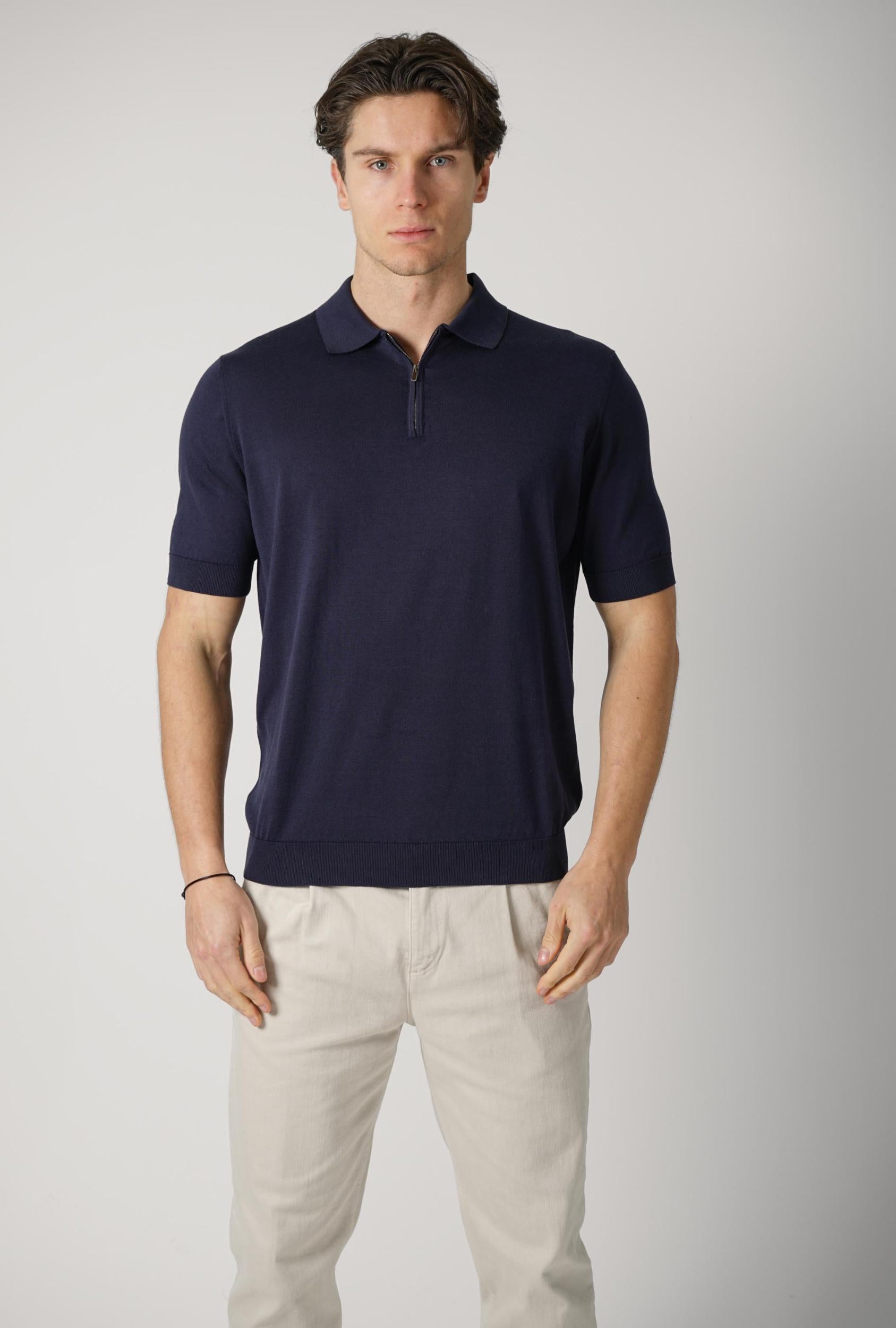 Filippo De Laurentiis Zip Polo Navy