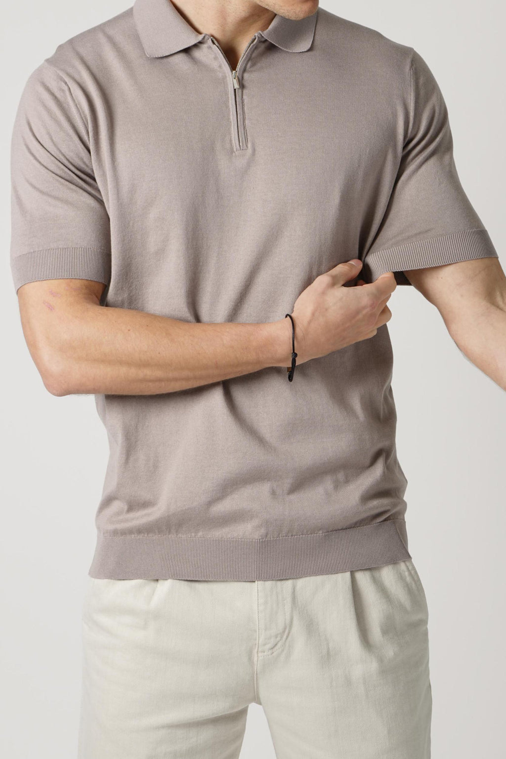 Filippo De Laurentiis Zip Polo Taupe