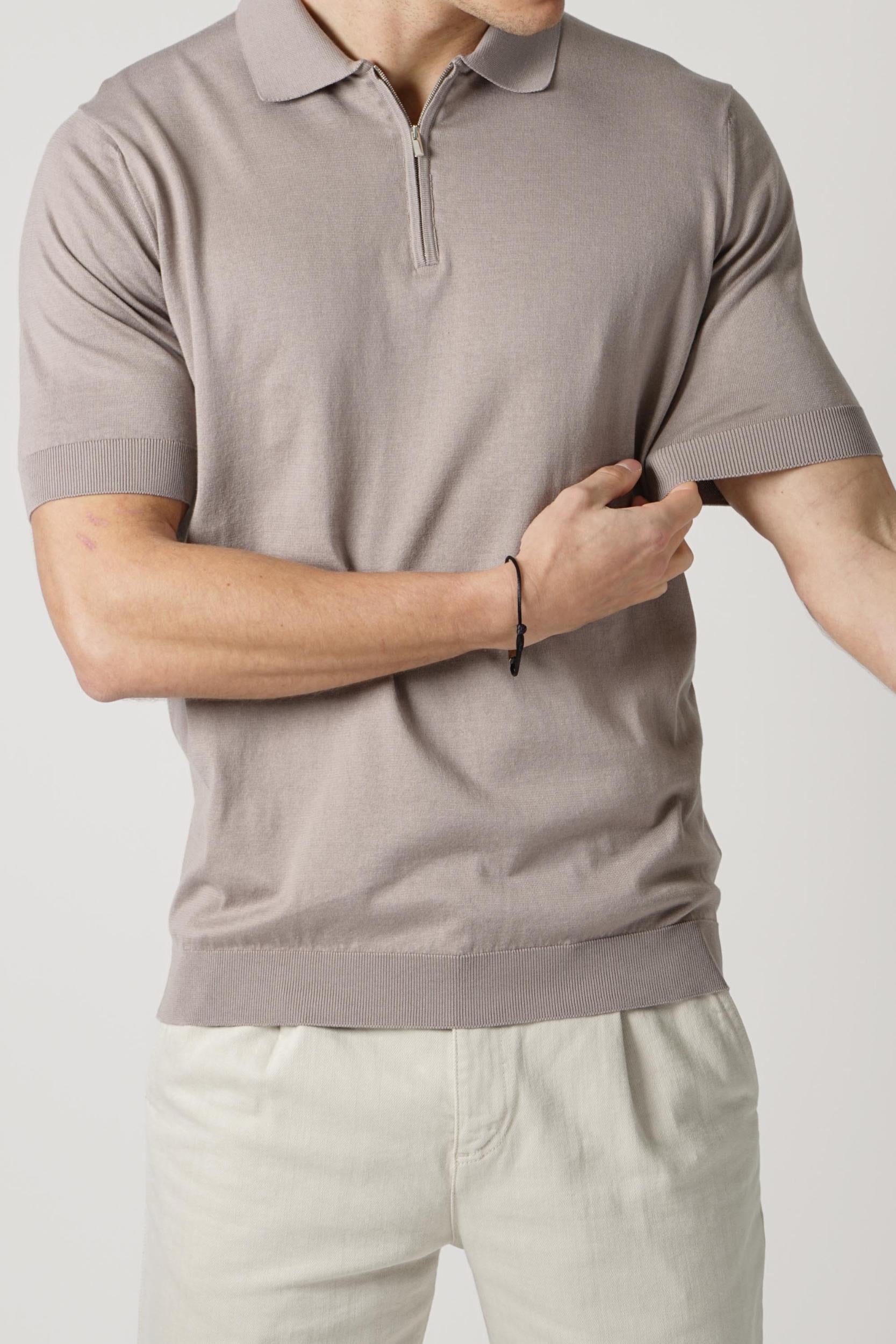 Filippo De Laurentiis Zip Polo Taupe
