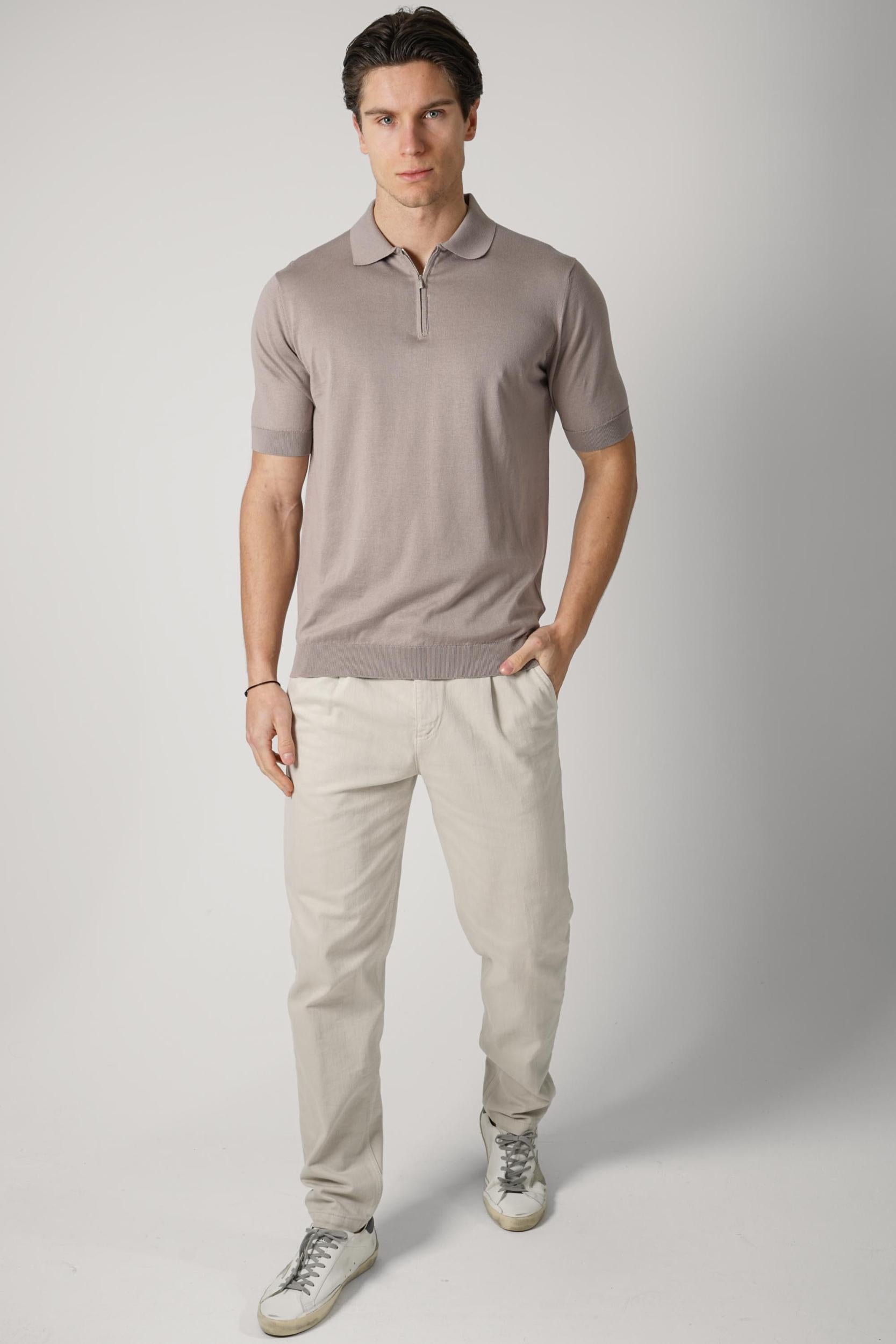 Filippo De Laurentiis Zip Polo Taupe