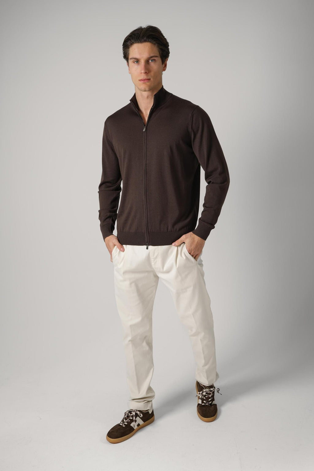 Filippo De Laurentiis Zip-Up Vest Cioccolato