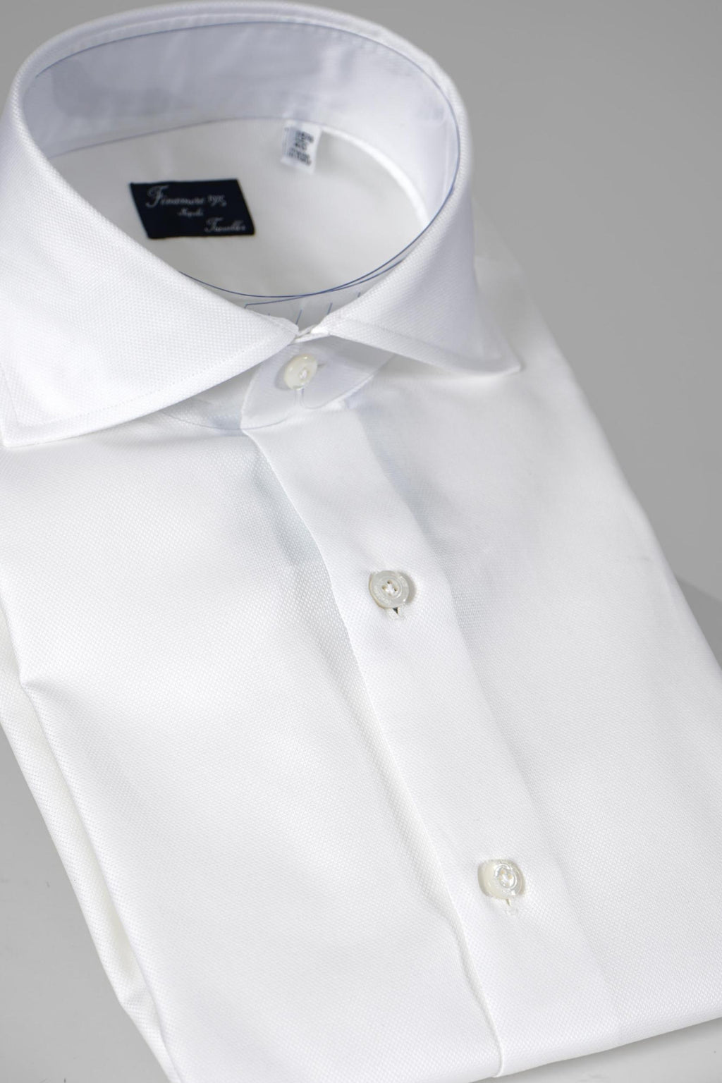 Finamore 1925 Napoli Micro-Herringbone Shirt White