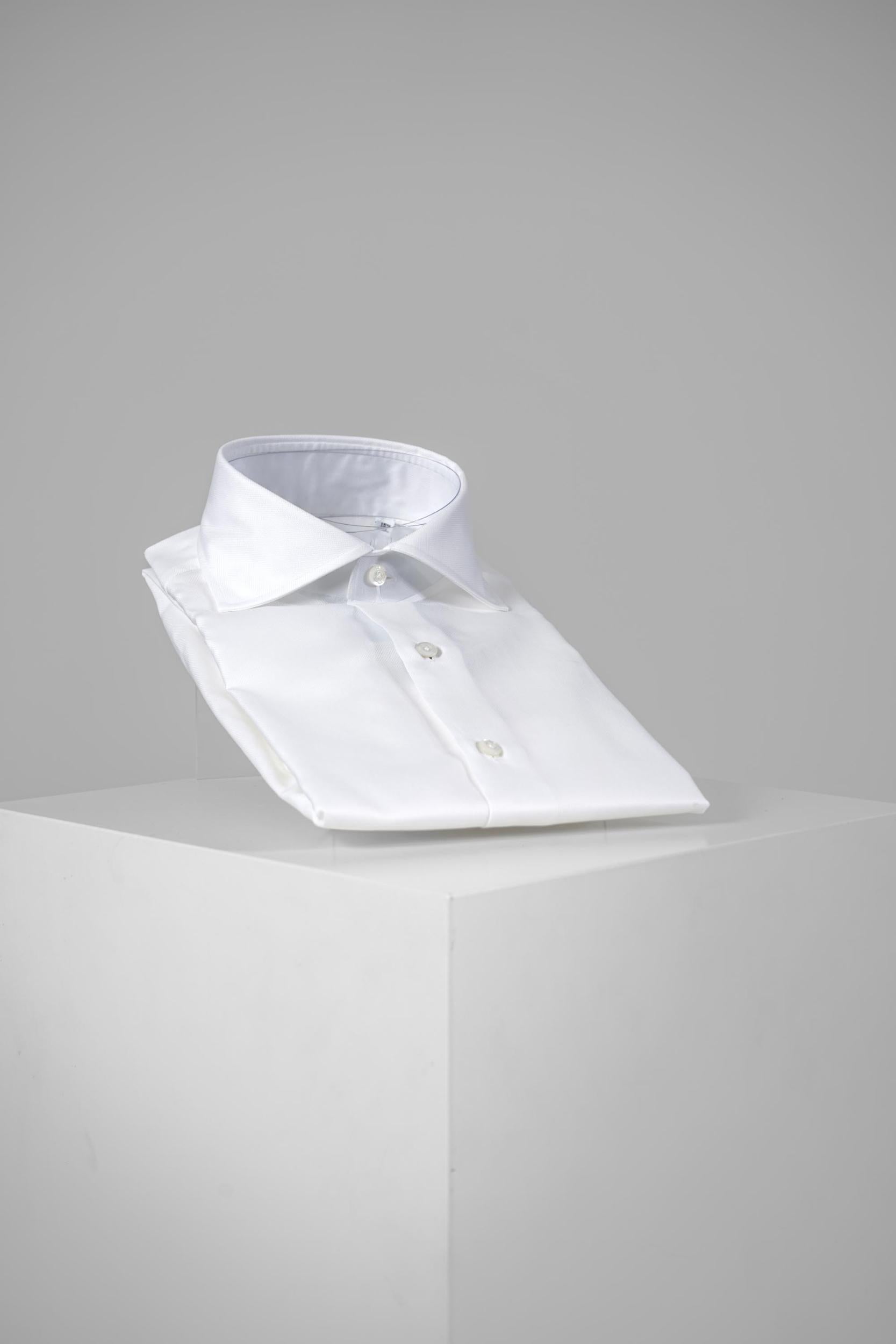 Finamore 1925 Napoli Micro-Herringbone Shirt White