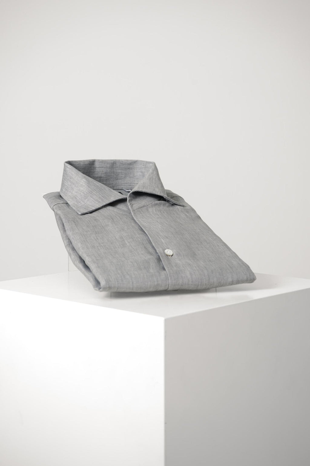 Finamore 1925 Napoli Open Collar Linen Shirt Grey