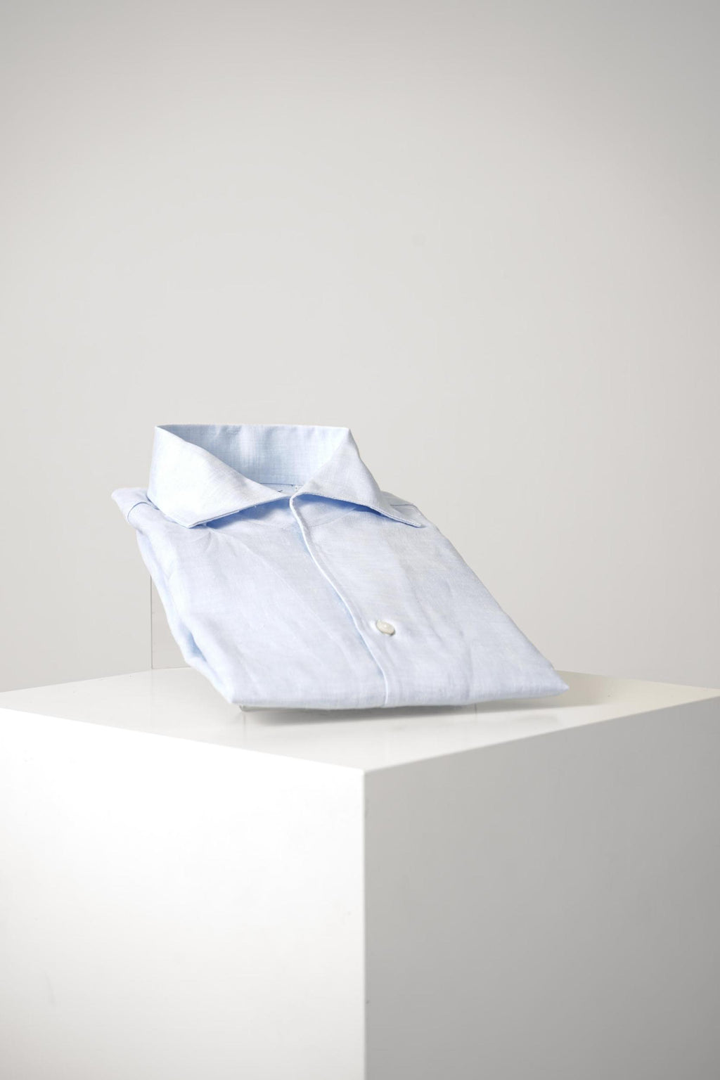 Finamore 1925 Napoli Open Collar Linen Shirt Light Blue
